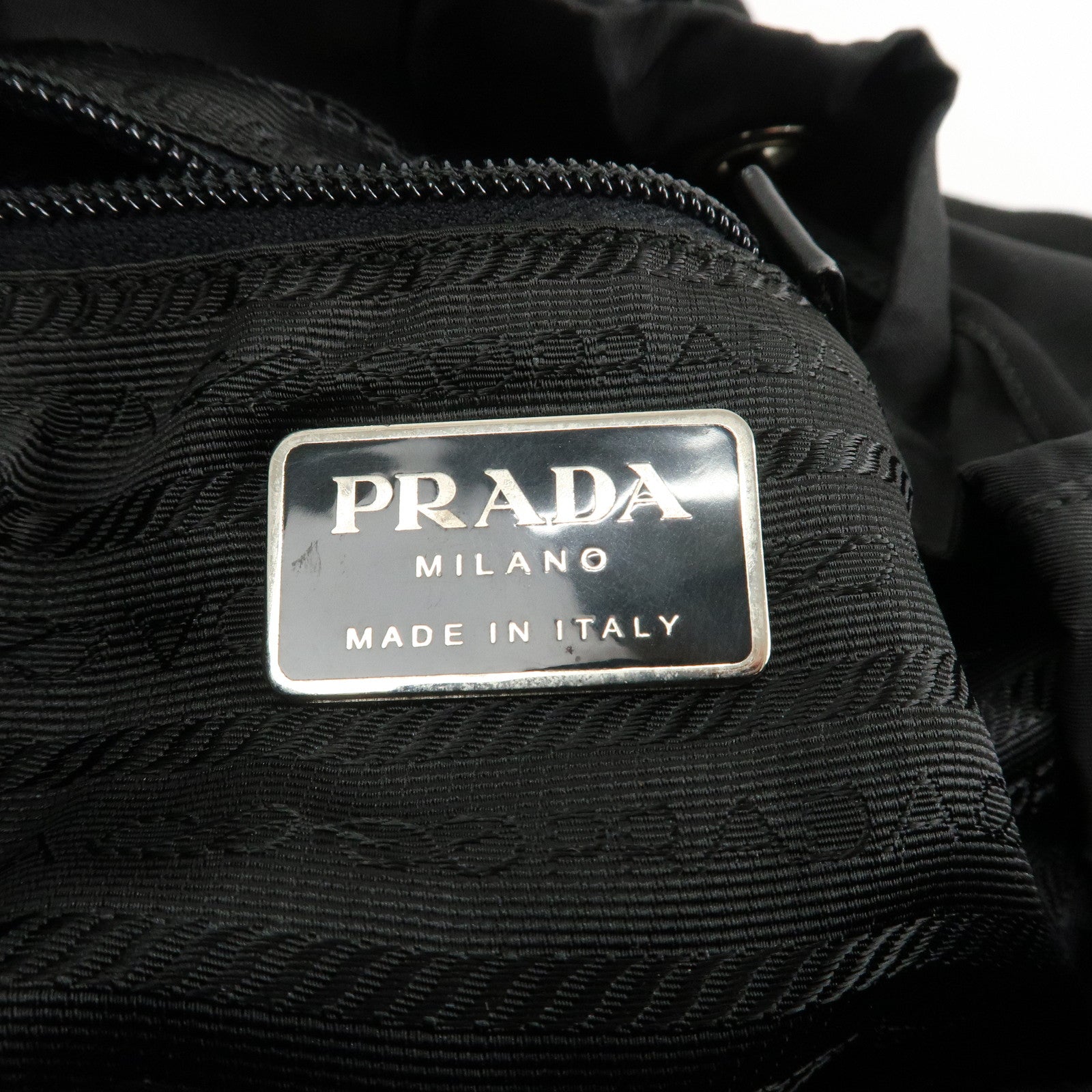 PRADA Triangle Logo Nylon Leather Back Pack Black B5885 Used