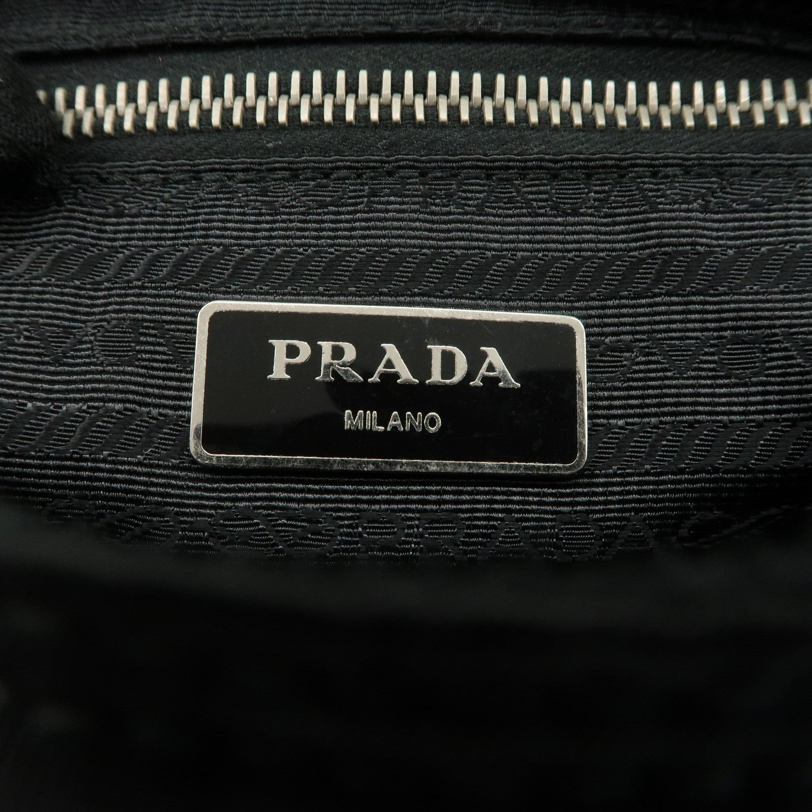 PRADA Nylon Leather Triangle Logo Shoulder Bag Black BT0713 Used