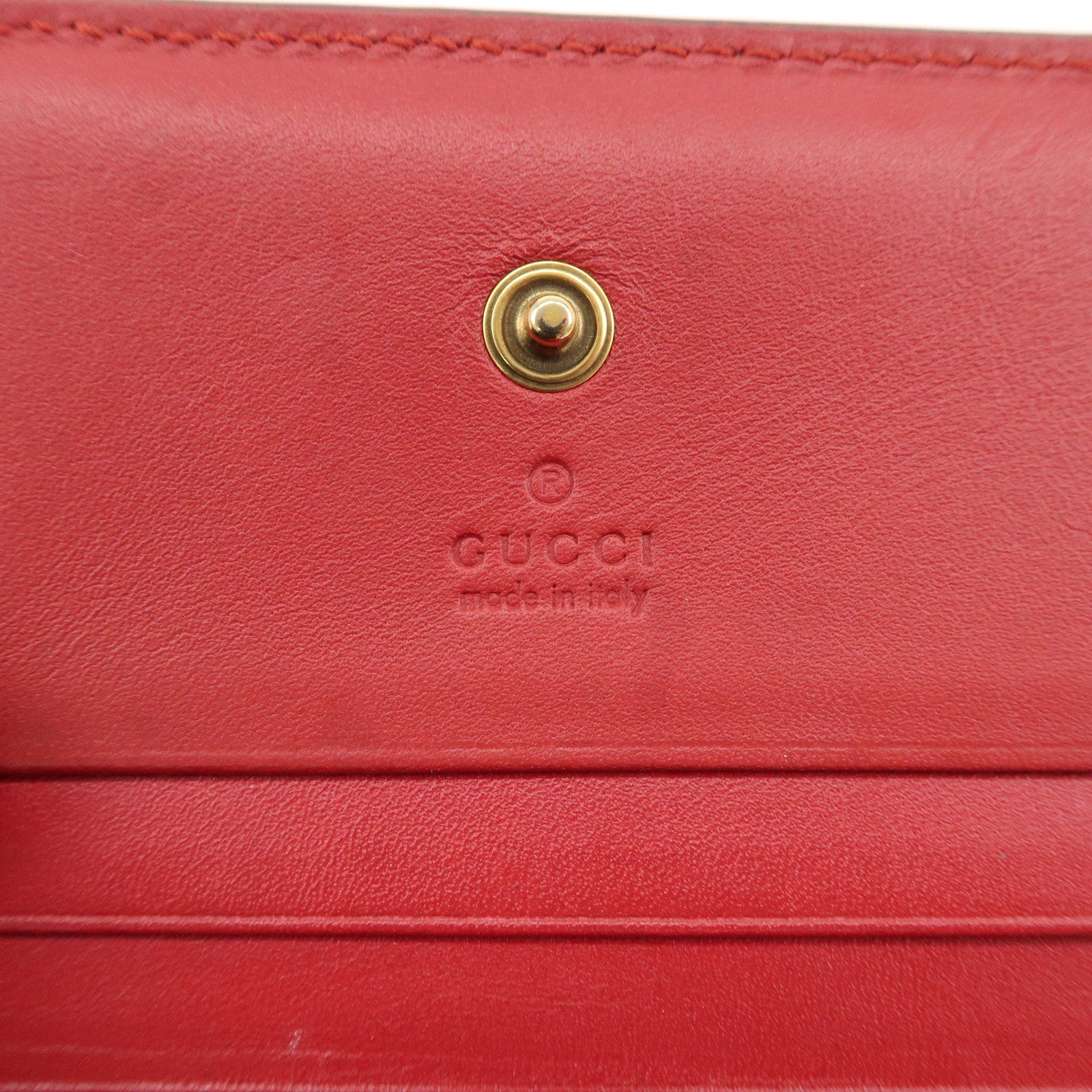 GUCCI Cherry GG Supreme Leather Compact Wallet Card Case 476050 Used