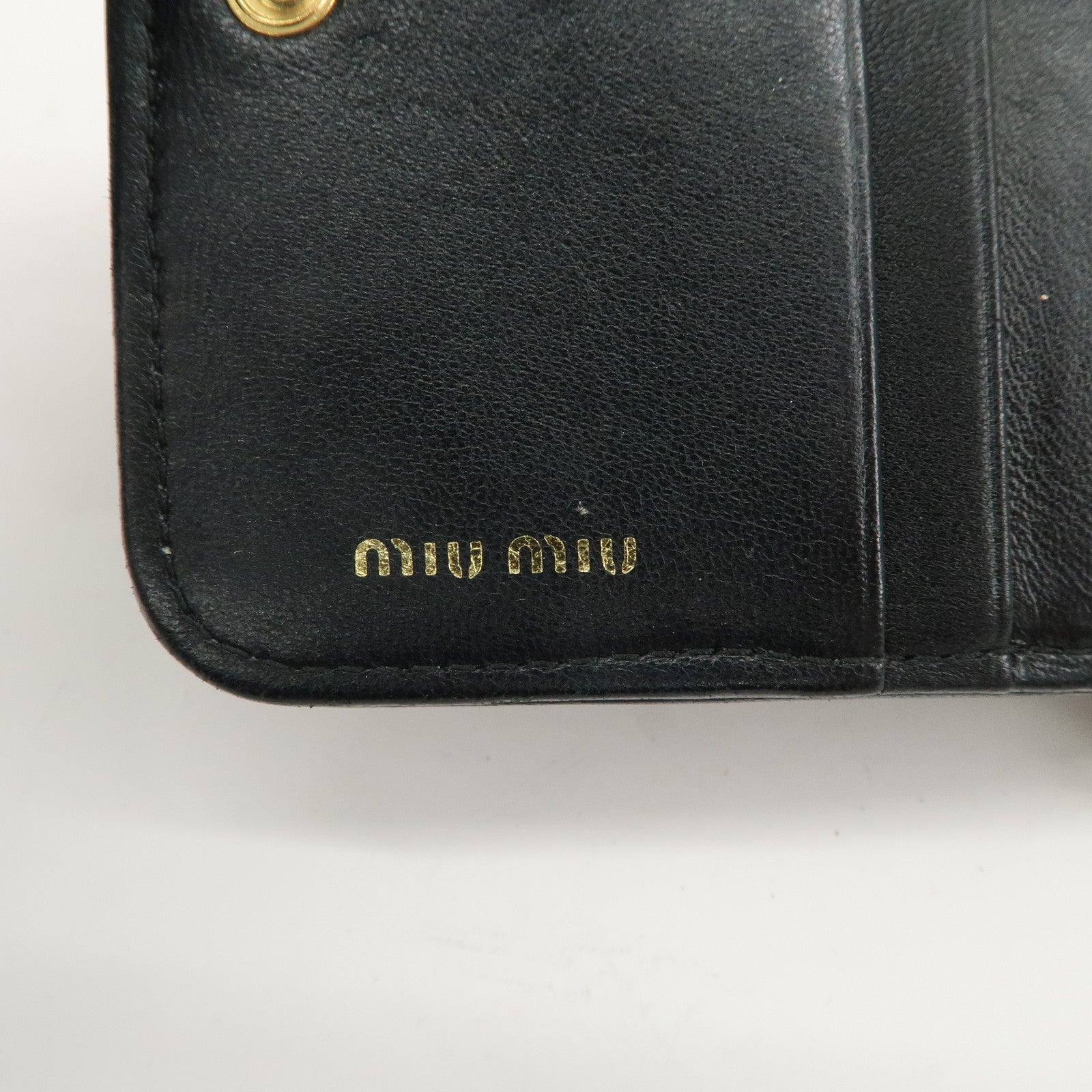 MIU MIU Matelasse Leather Bi-fold Wallet Black 5ML522 Used