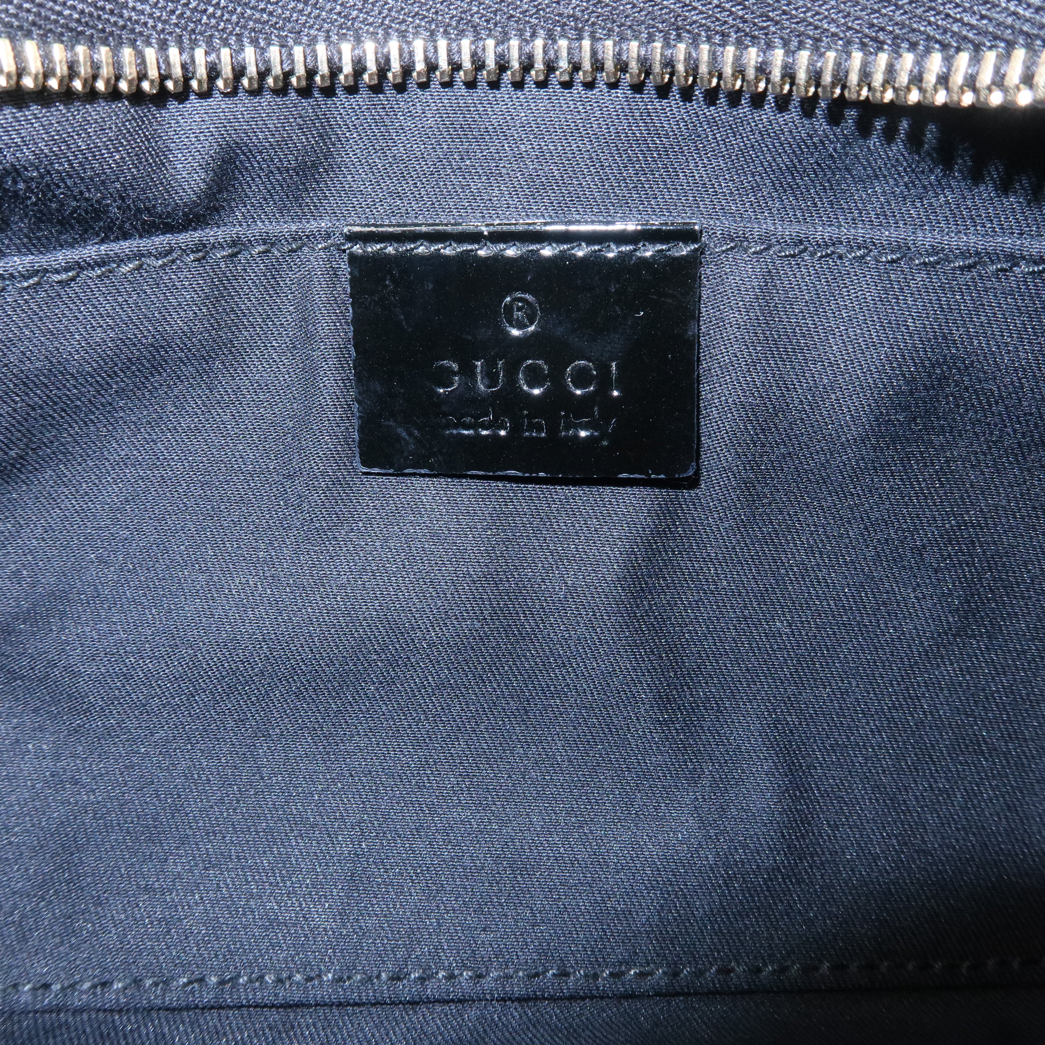 GUCCI Abbey GG Canvas Patent Leather Shoulder Bag Black 130939