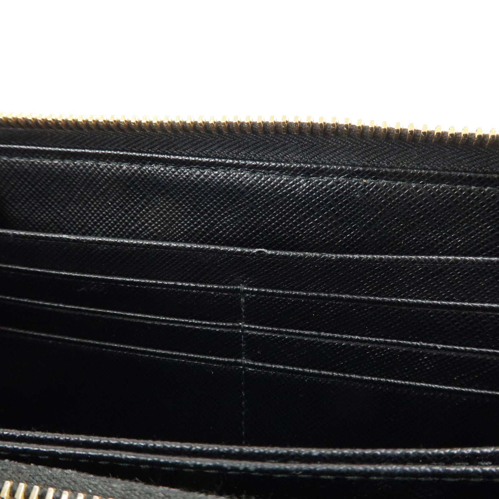 PRADA Saffiano Leather Round Zipper Long Wallet Black 1M0506