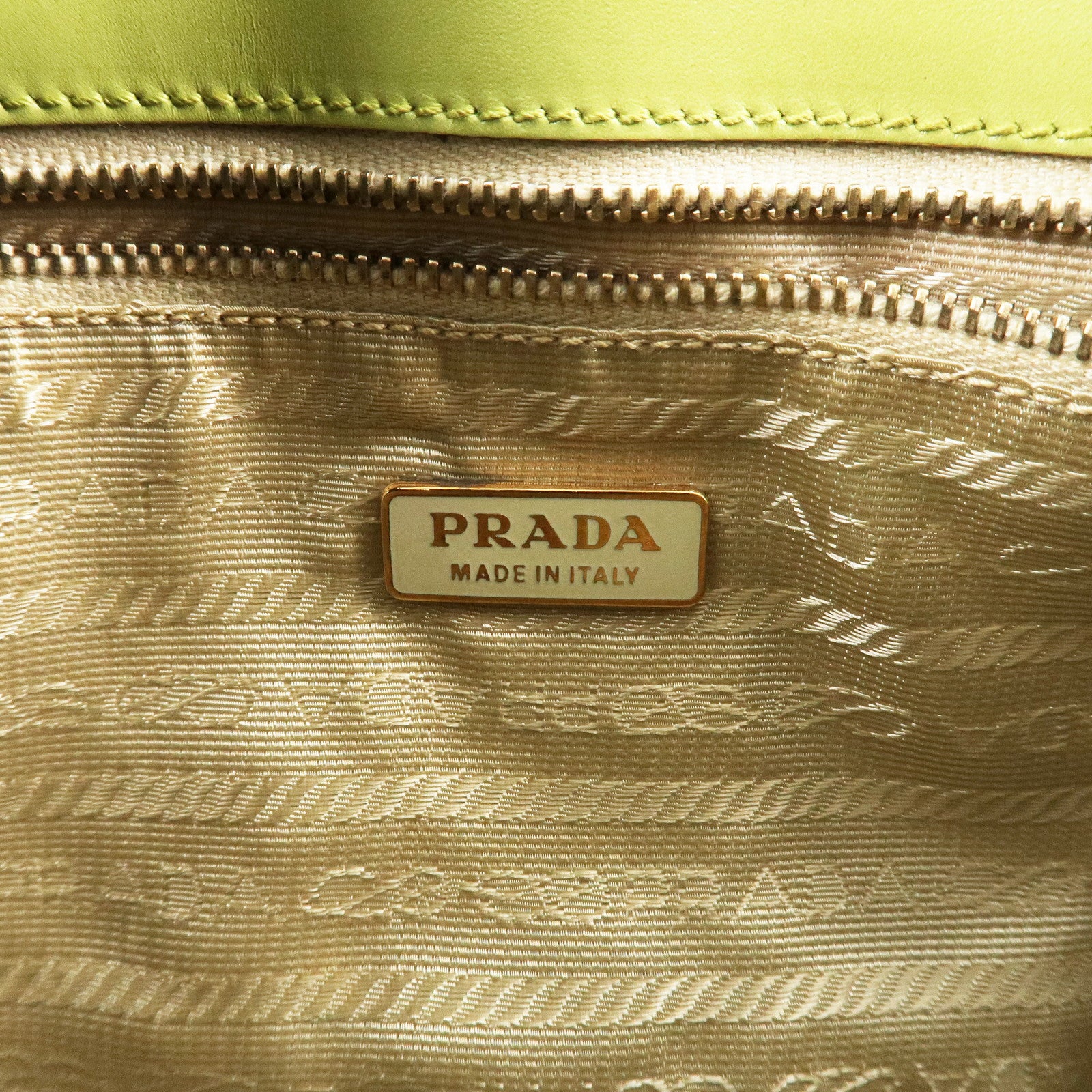 PRADA Leather Shoulder Bag Hand Bag Light Green B10689