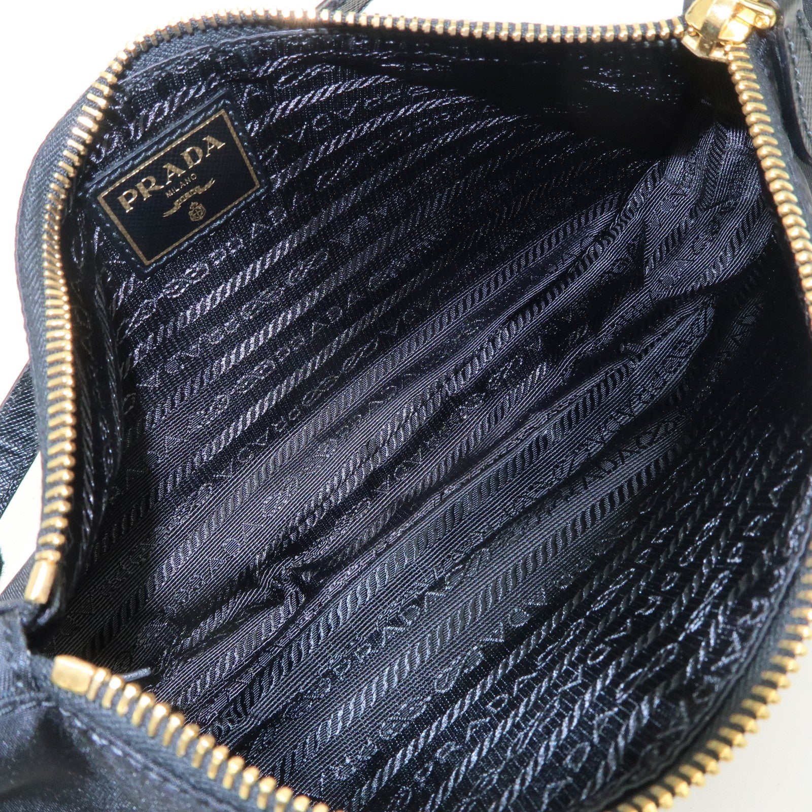 PRADA Logo Nylon Leather Shoulder Bag Pouch Hand Bag Black