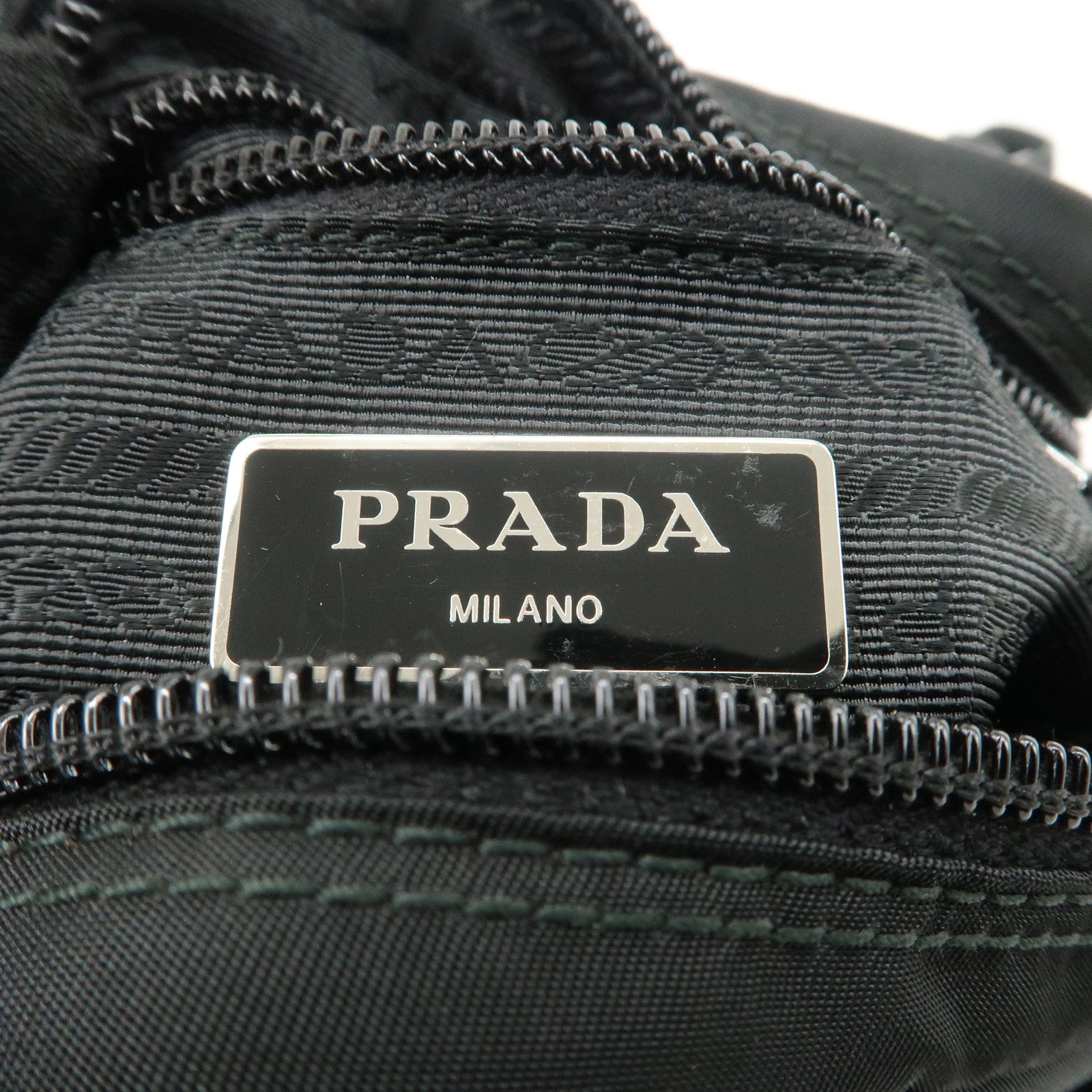 PRADA Triangle Logo Nylon Leather Shoulder Bag Purse Black BT0169 Used