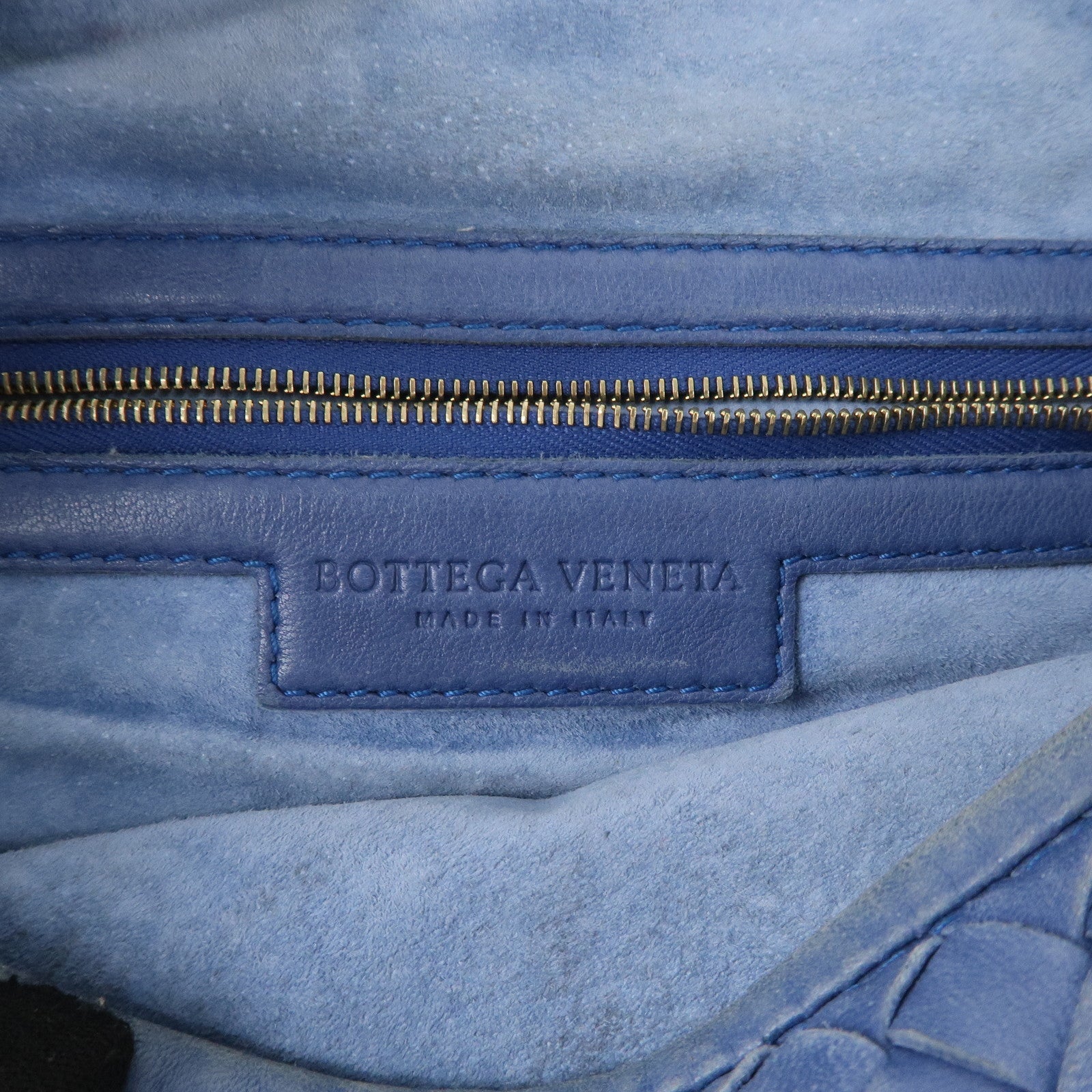 BOTTEGA VENETA Intrecciato Hobo Leather Shoulder Bag Blue 115653