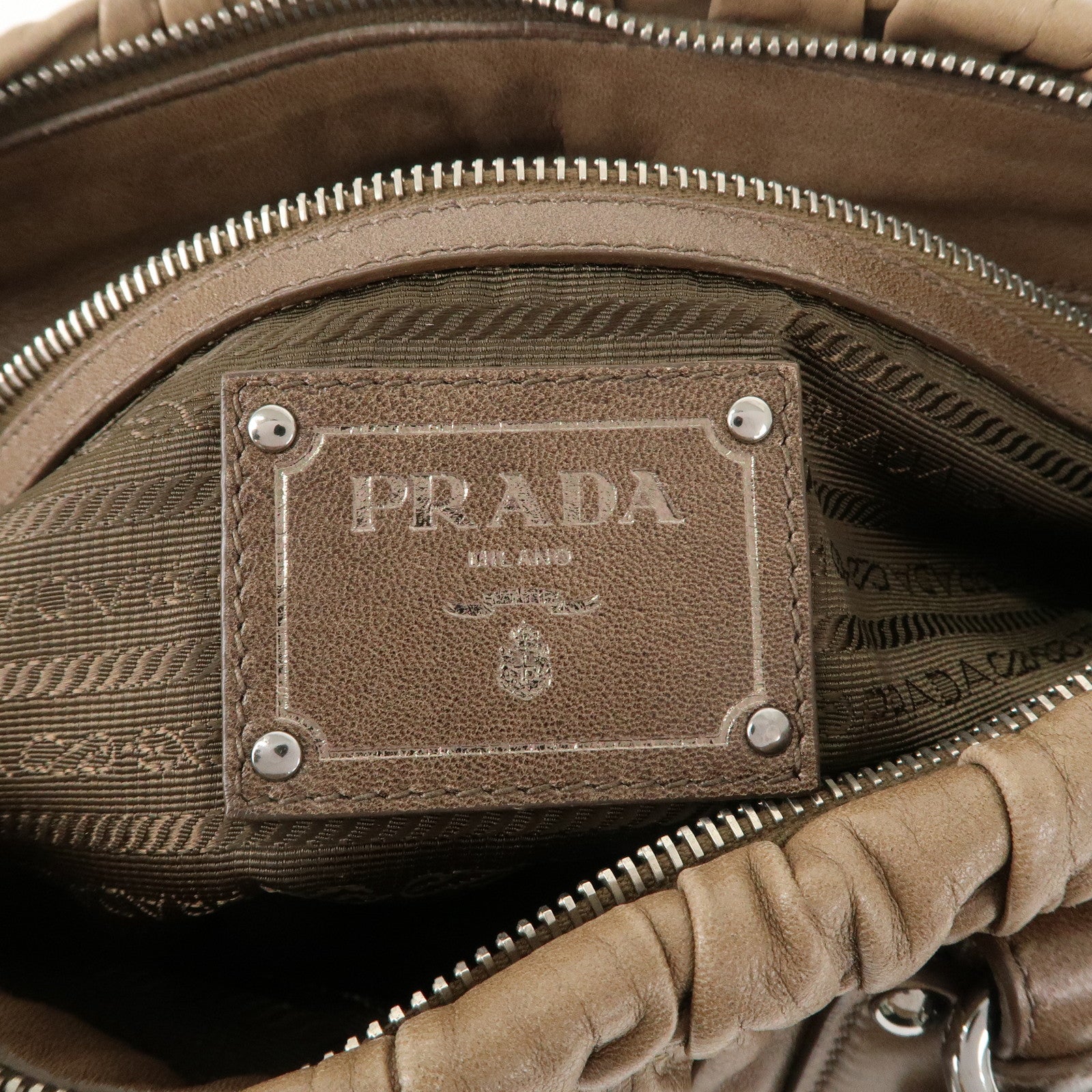 PRADA Logo Nylon Leather 2Way Shoulder Bag Hand Bag Brown BN1407