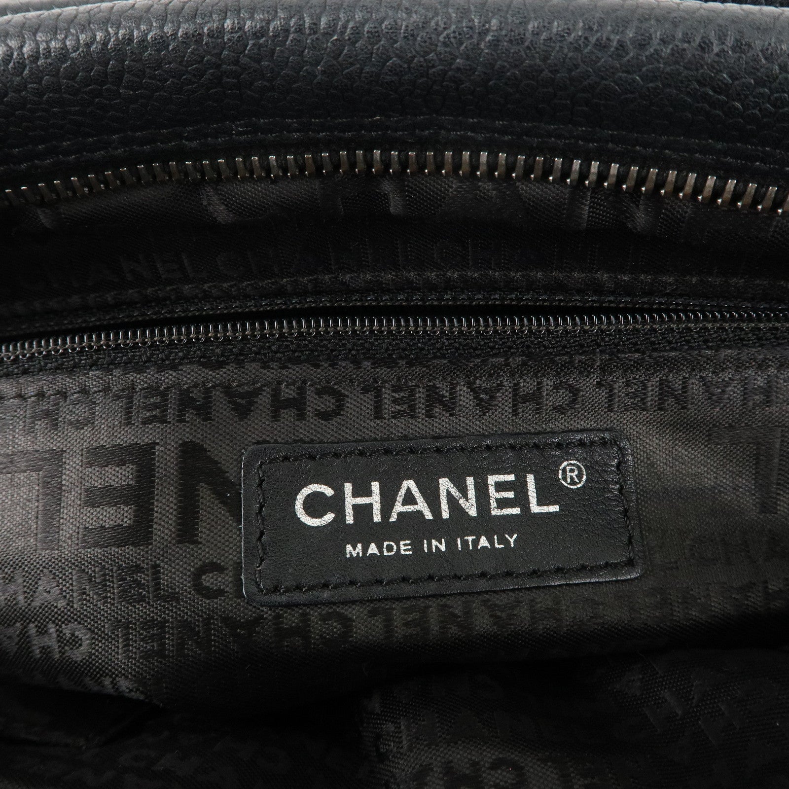 CHANEL Chocolate Bar Caviar Skin Mini Boston Bag Black A26135