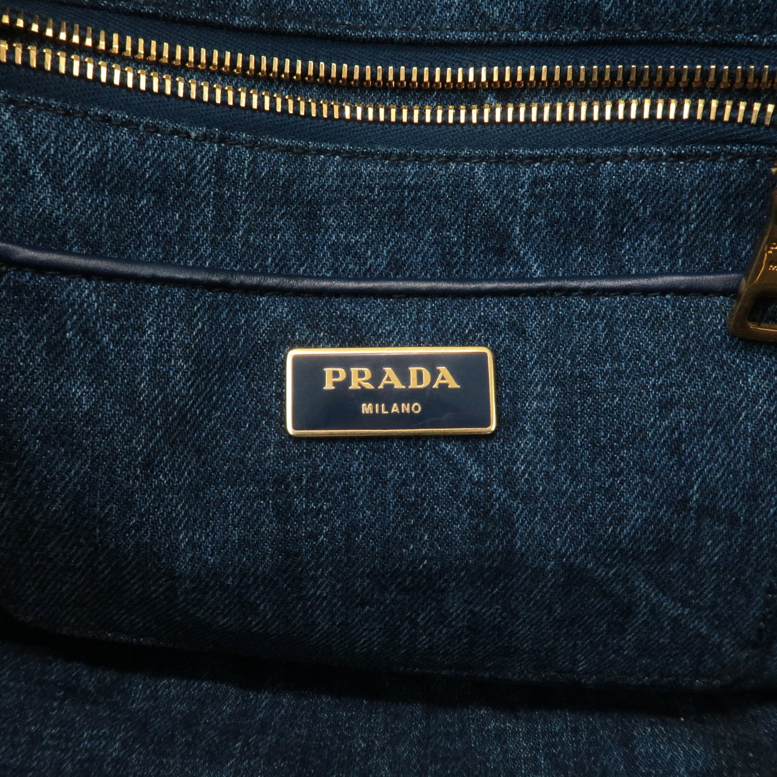 PRADA Canapa Large Canvas Tote Bag Hand Bag Denim Blue B1872B Used