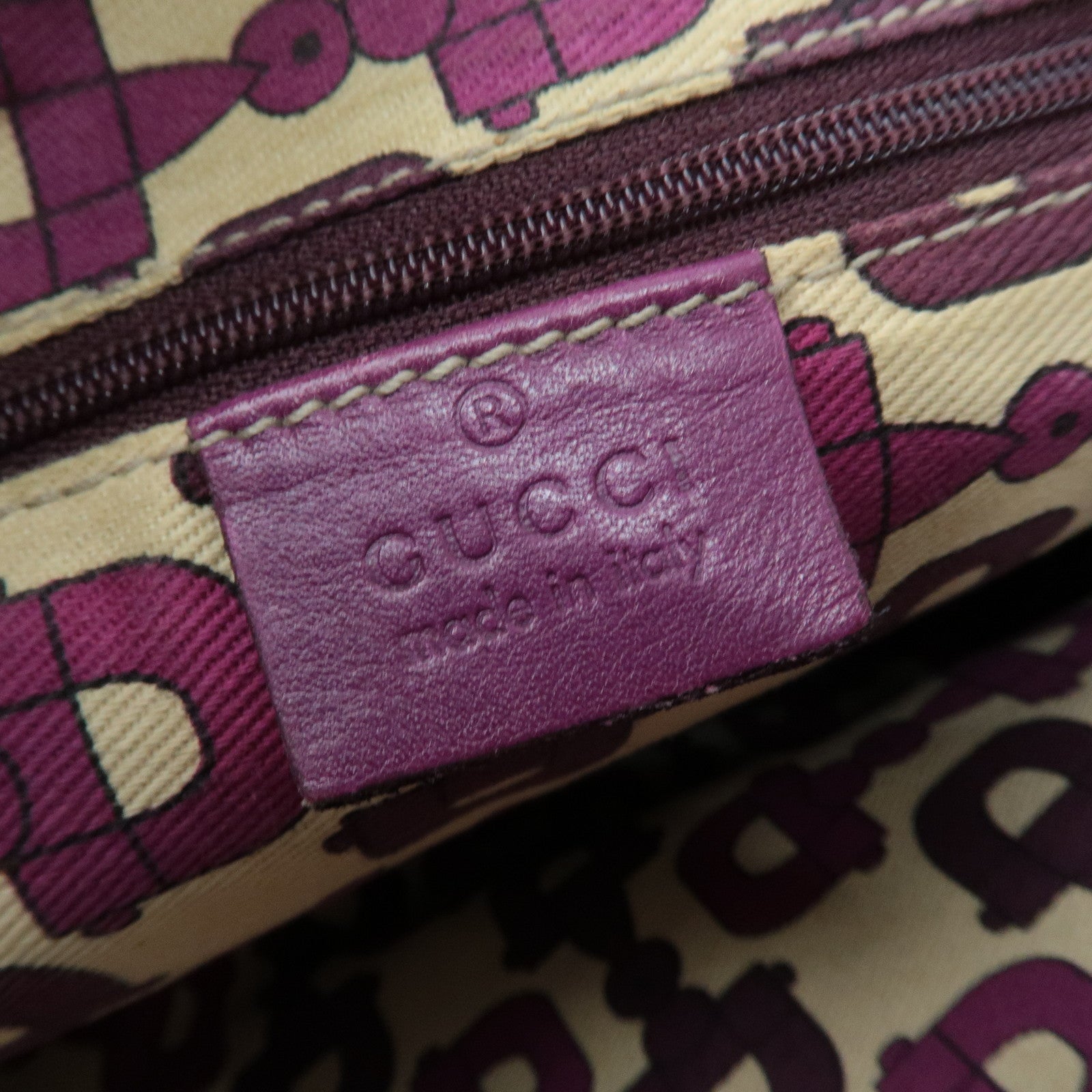 GUCCI Abbey Guccissima Leather Shoulder Bag Purple 131326 Used