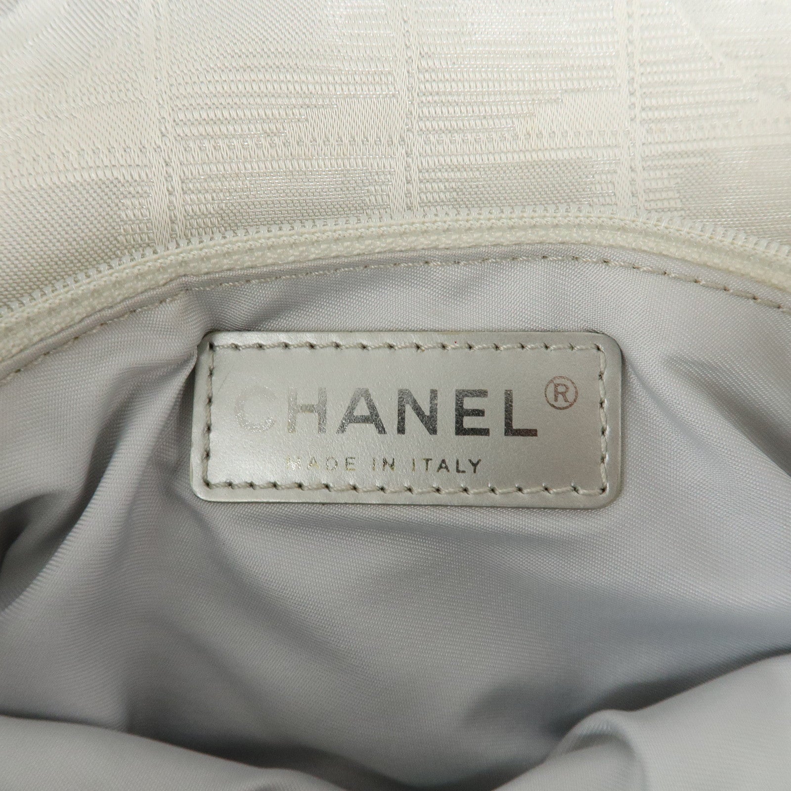 CHANEL New Travel Line Nylon Jacquard Shoulder Bag Silver A29347