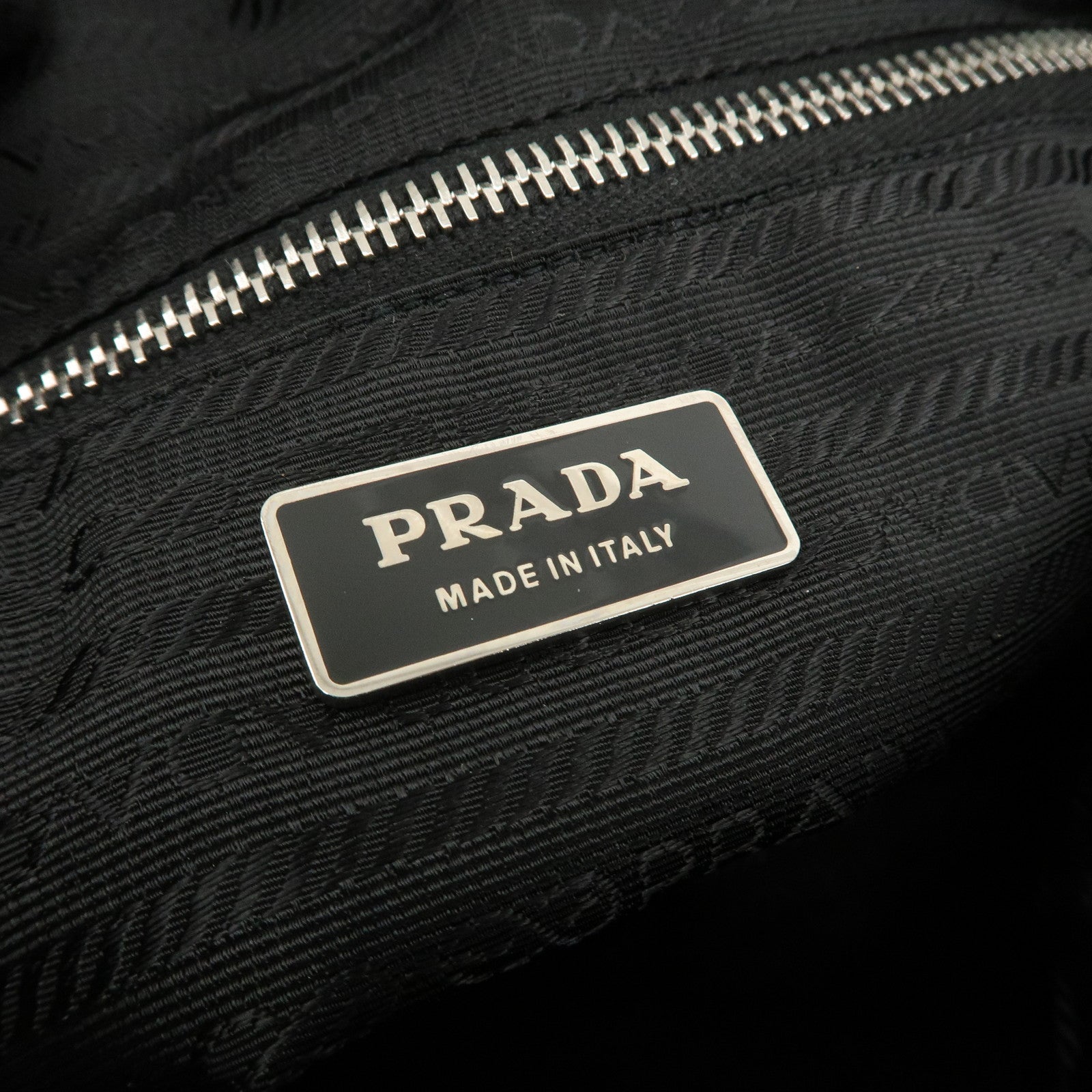 PRADA Leather Boston Bag Shoulder Bag Gray Silver Hardware Used