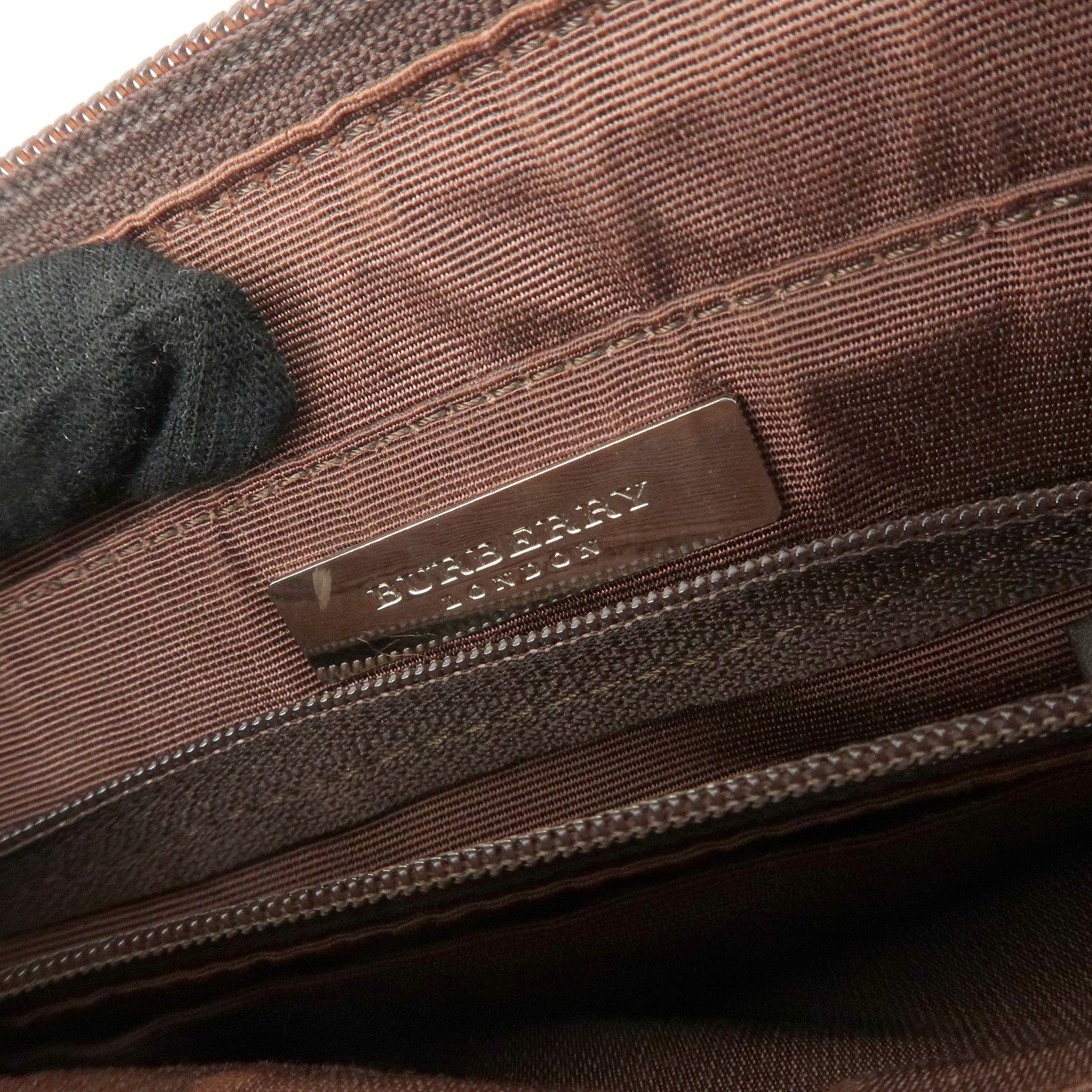 BURBERRY Suede Leather Hand Bag Tote Bag Brown