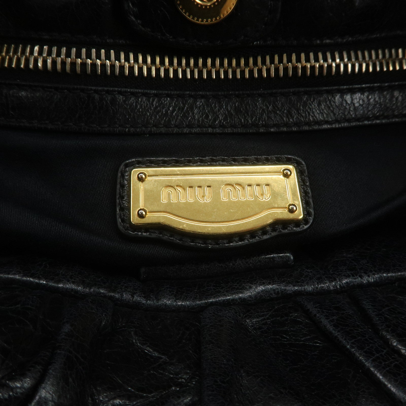 MIU MIU Leather 2WAY Bag Hand Bag Black