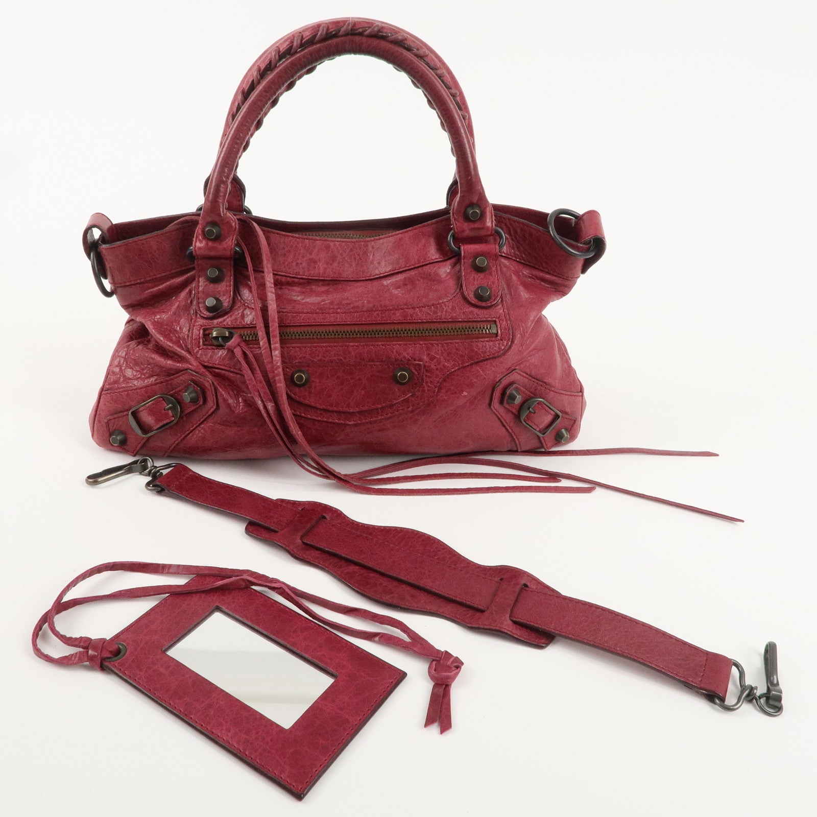 BALENCIAGA The First Leather 2Way Bag Hand Bag Bordeaux 103208