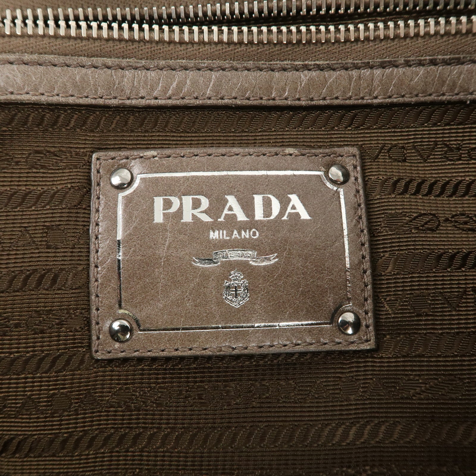 PRADA Logo Leather 2Way Bag Tote Bag Shoulder Bag Beige BR4617