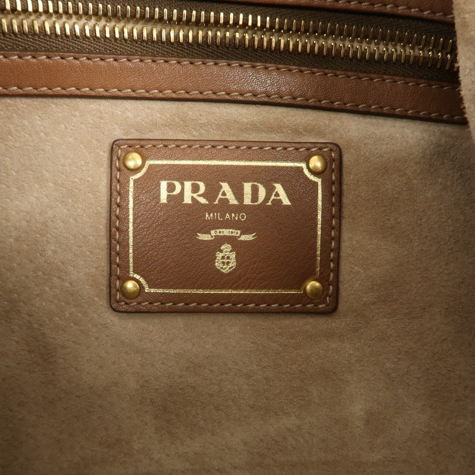 PRADA Leather Shoulder Bag Hand Bag Brown