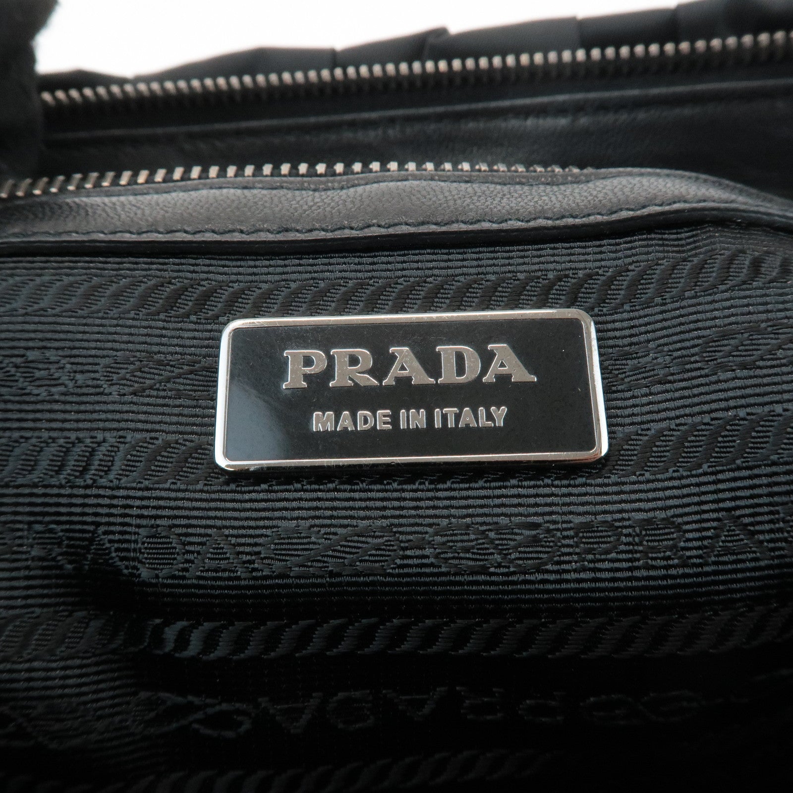 PRADA Logo Leather Gathered 2Way Hand Bag Black BN1336 Used