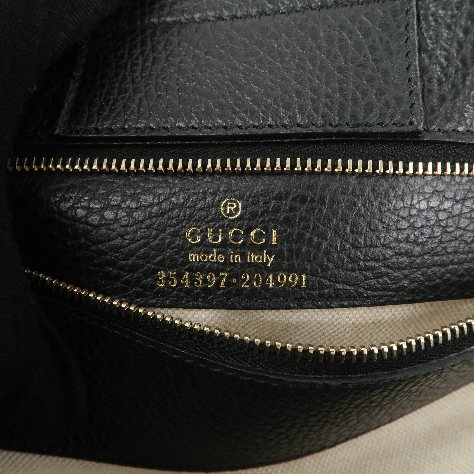 GUCCI Leather Swing Large Tote Bag Shoulder Bag Black 354397