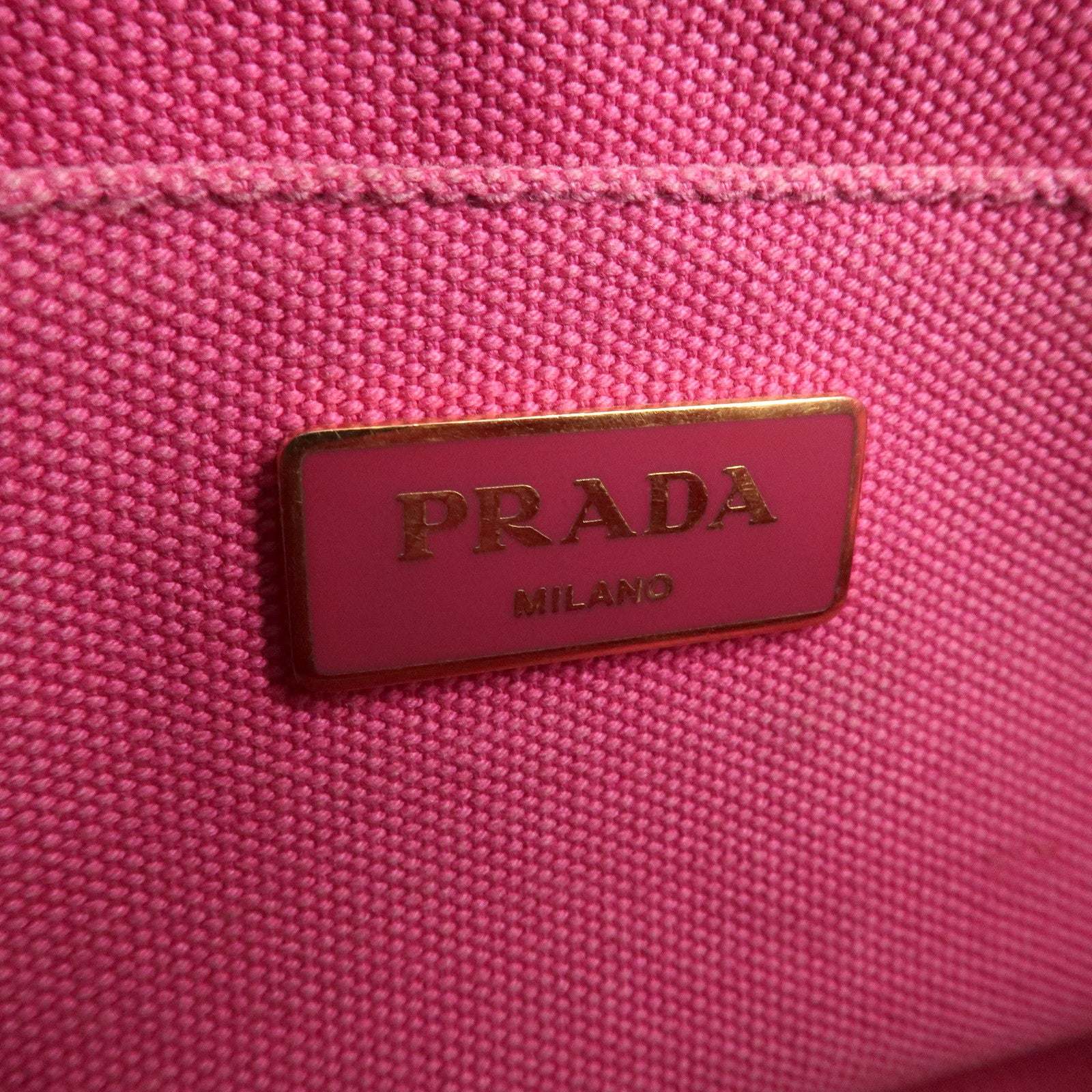 PRADA Logo Canapa Mini Canvas Hand Bag Tote Bag Pink 1BG439