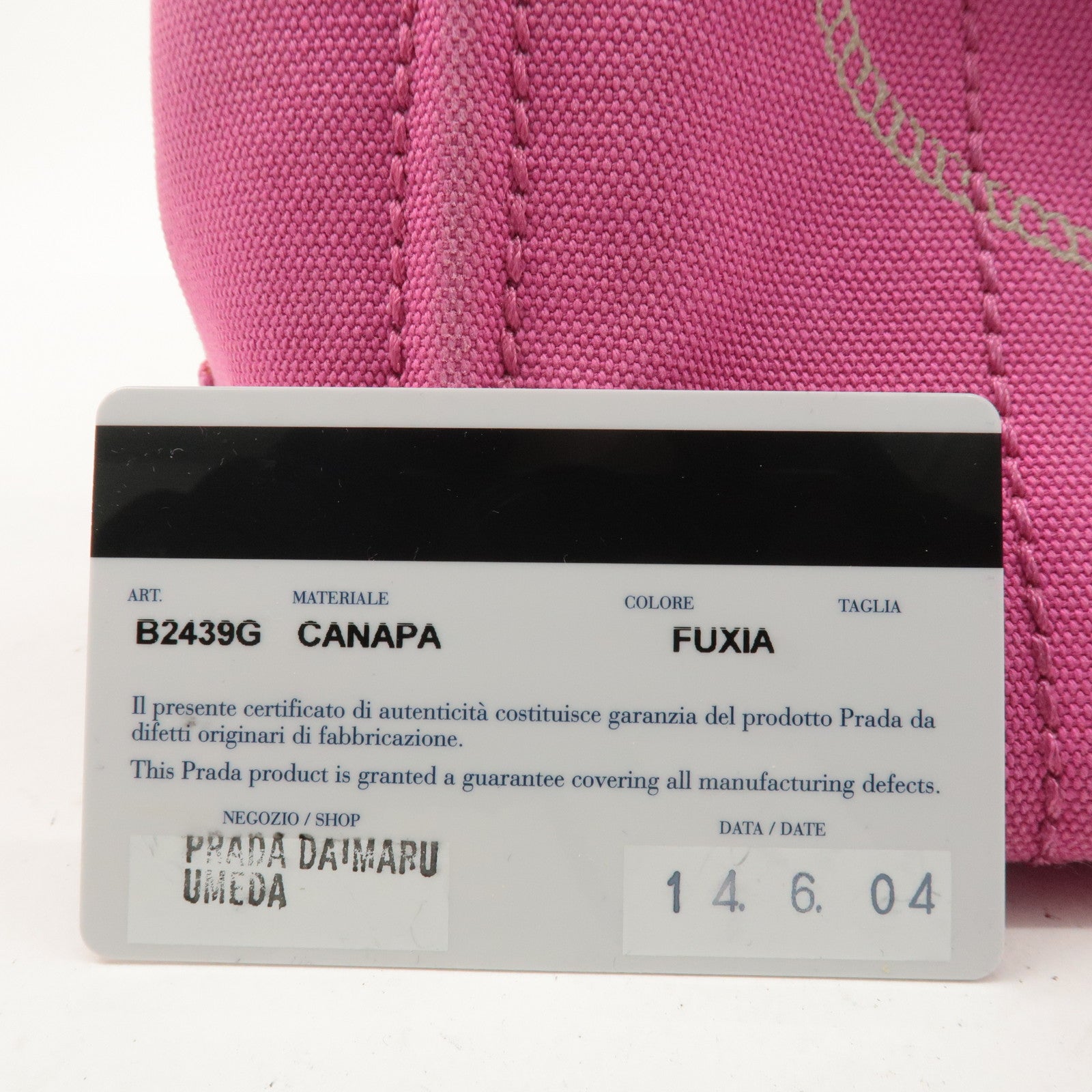 PRADA Canapa Mini Canvas 2Way Bag Hand Bag Pink B2439G