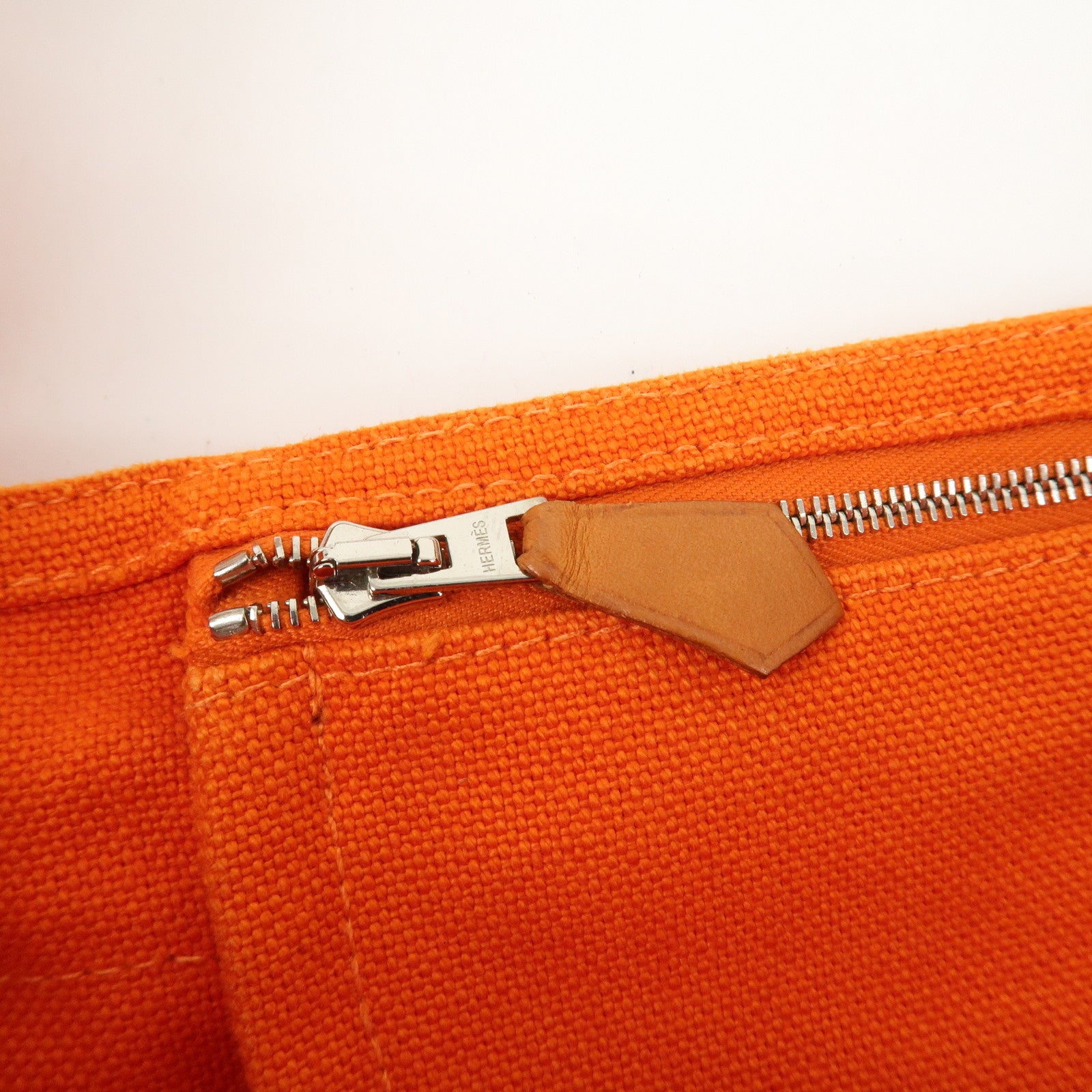 HERMES Marwari GM Canvas Leather □〇 Stamped Shoulder Bag Orange Used