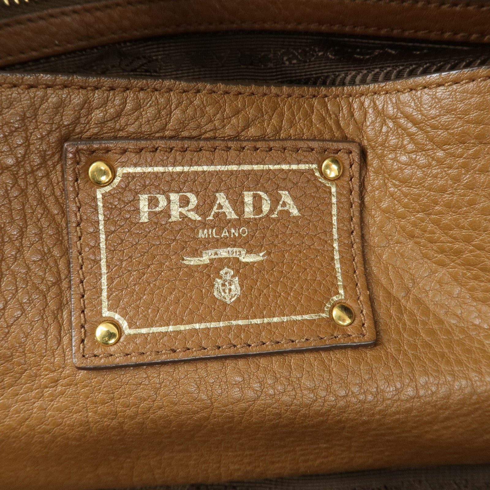 PRADA Leather 2Way Bag Hand Bag Shoulder Bag Brown 1BB091 Used