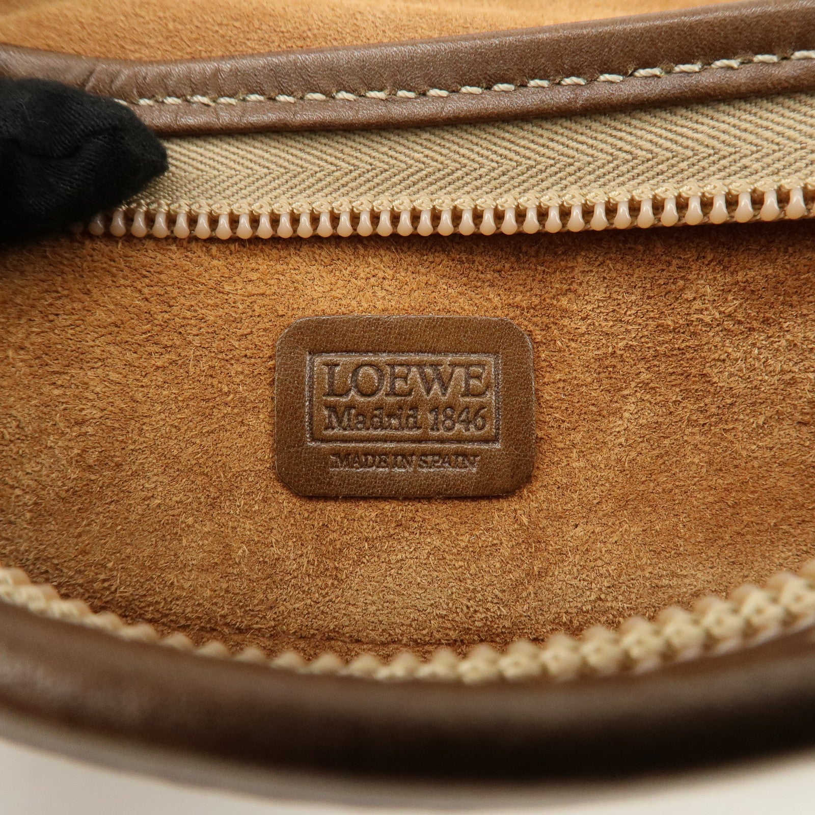 LOEWE Anagram Leather Shoulder Bag Hand Bag Gold HDW Brown Used