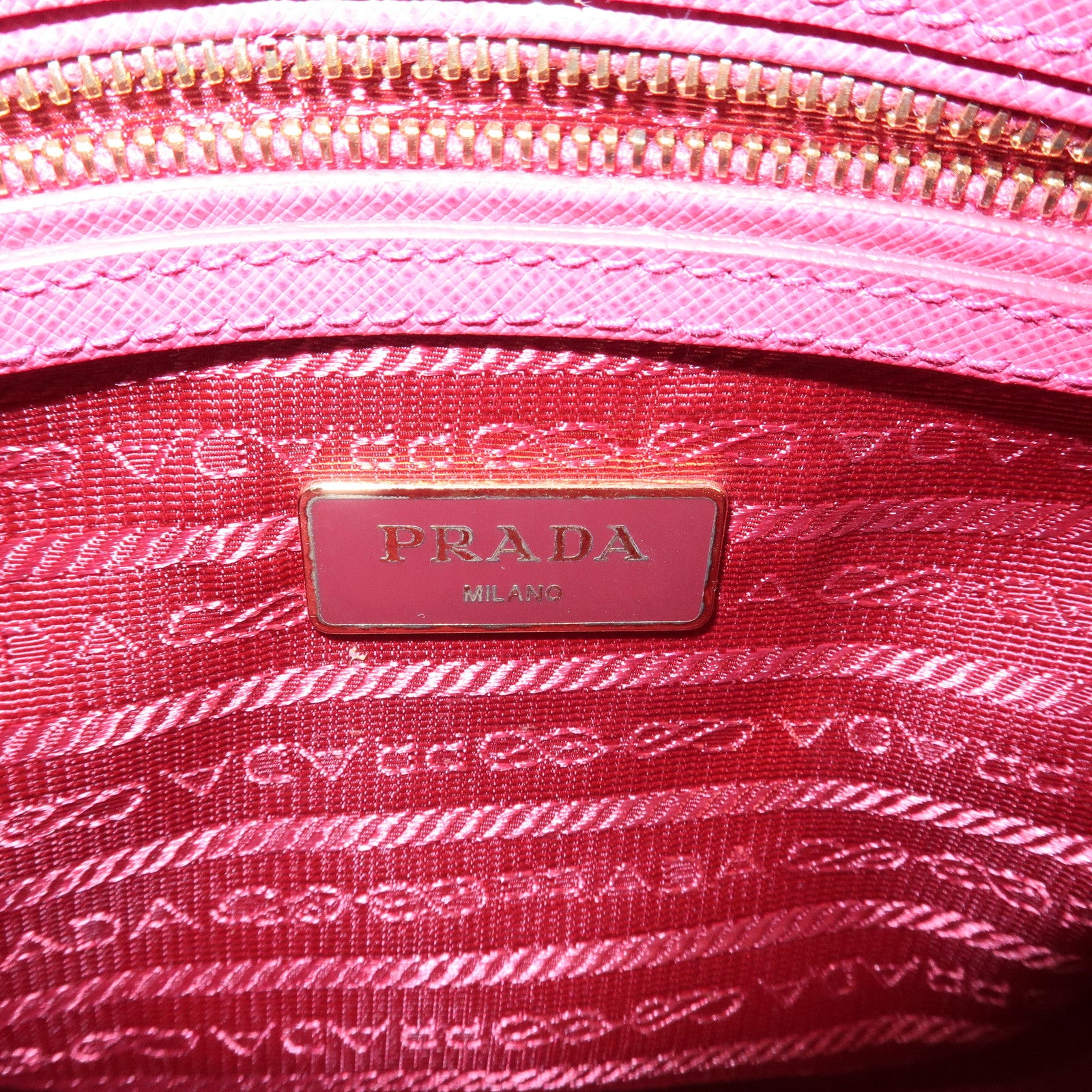 PRADA Logo Leather 2Way Hand Bag Shoulder Bag Pink BL0838