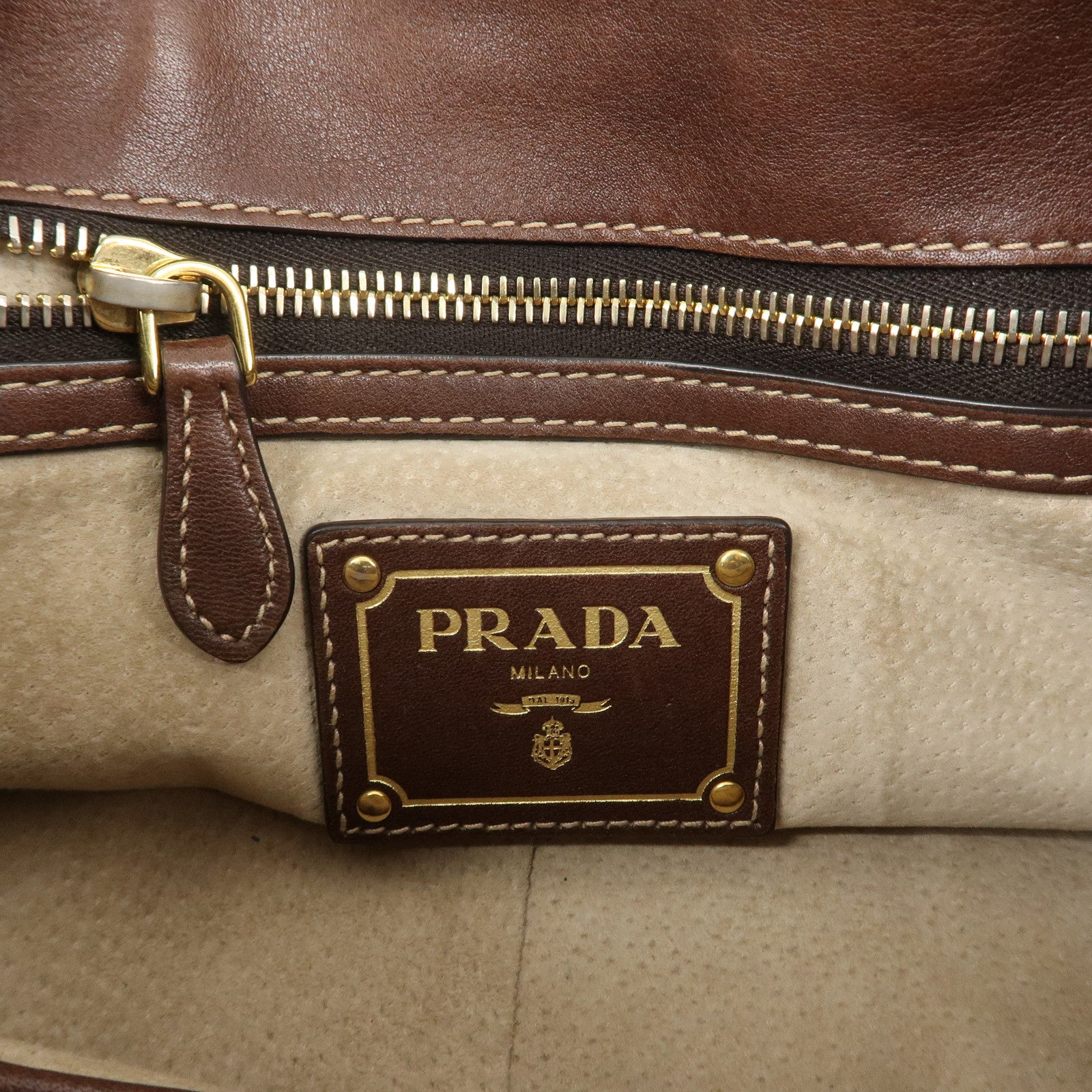 PRADA Leather 2Way Bag Shoulder Bag Hand Bag Brown BN1904 Used