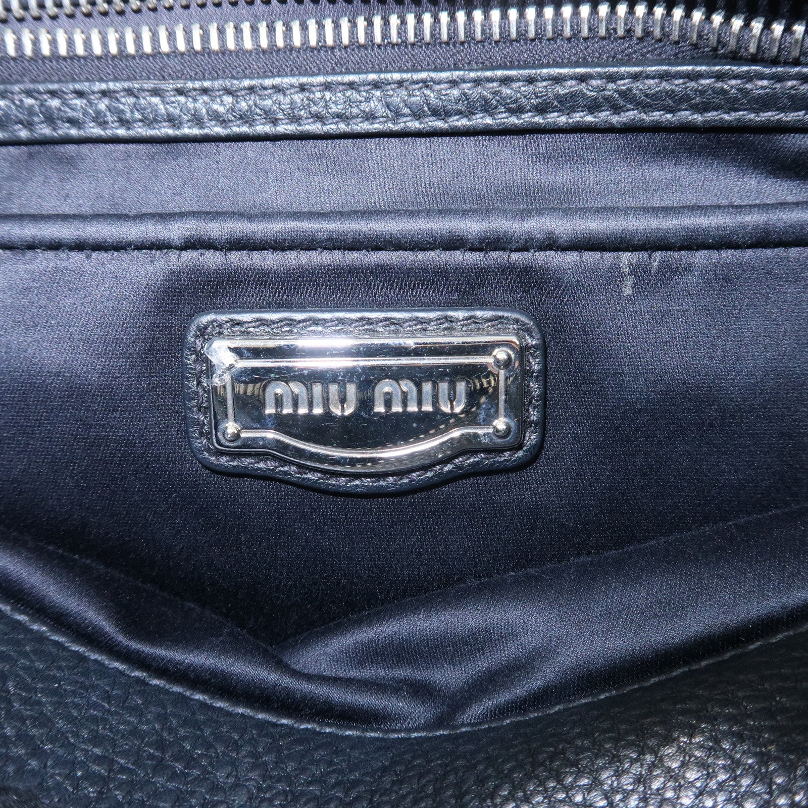 MIU MIU Leather 2Way Bag Shoulder Bag Hand Bag Black RR2014