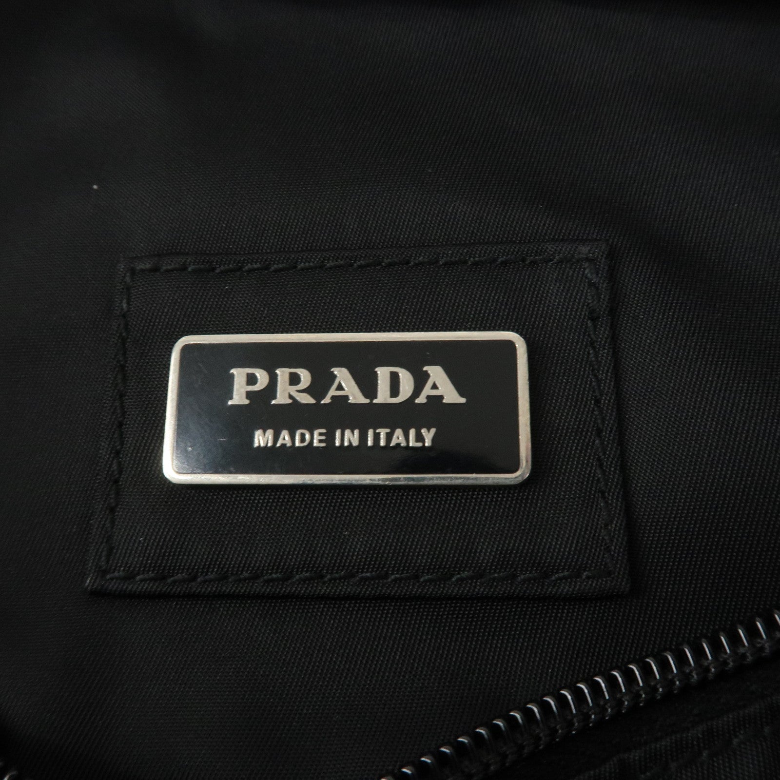 PRADA Nylon Triangle Logo Waist Bag Black Silver HDW Used