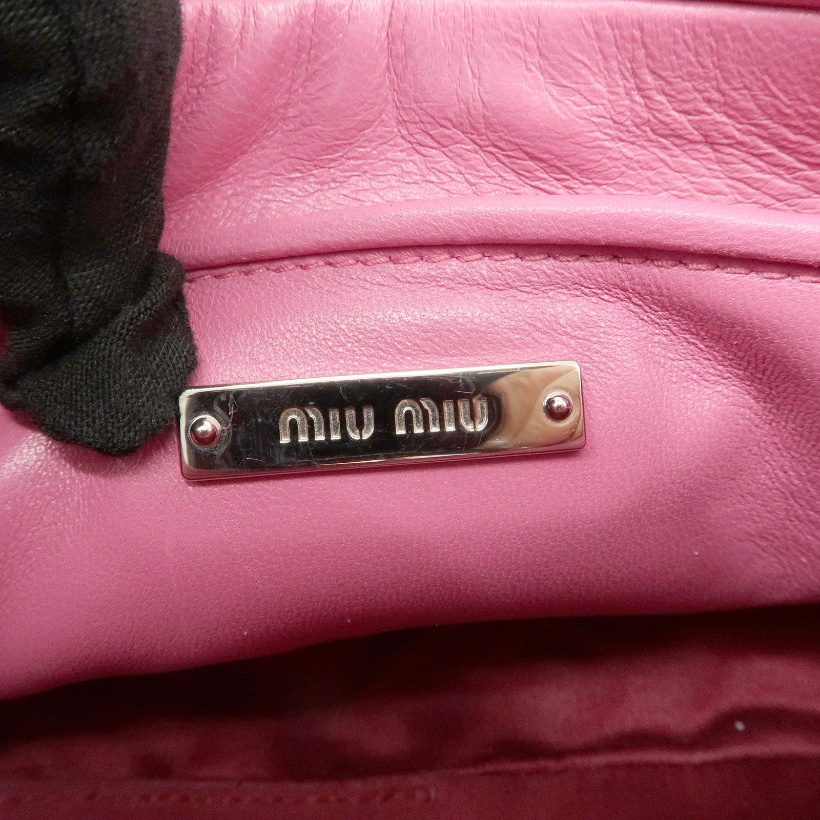 MIU MIU Matelasse Leather Bijou Shoulder Bag Hand Bag Pink