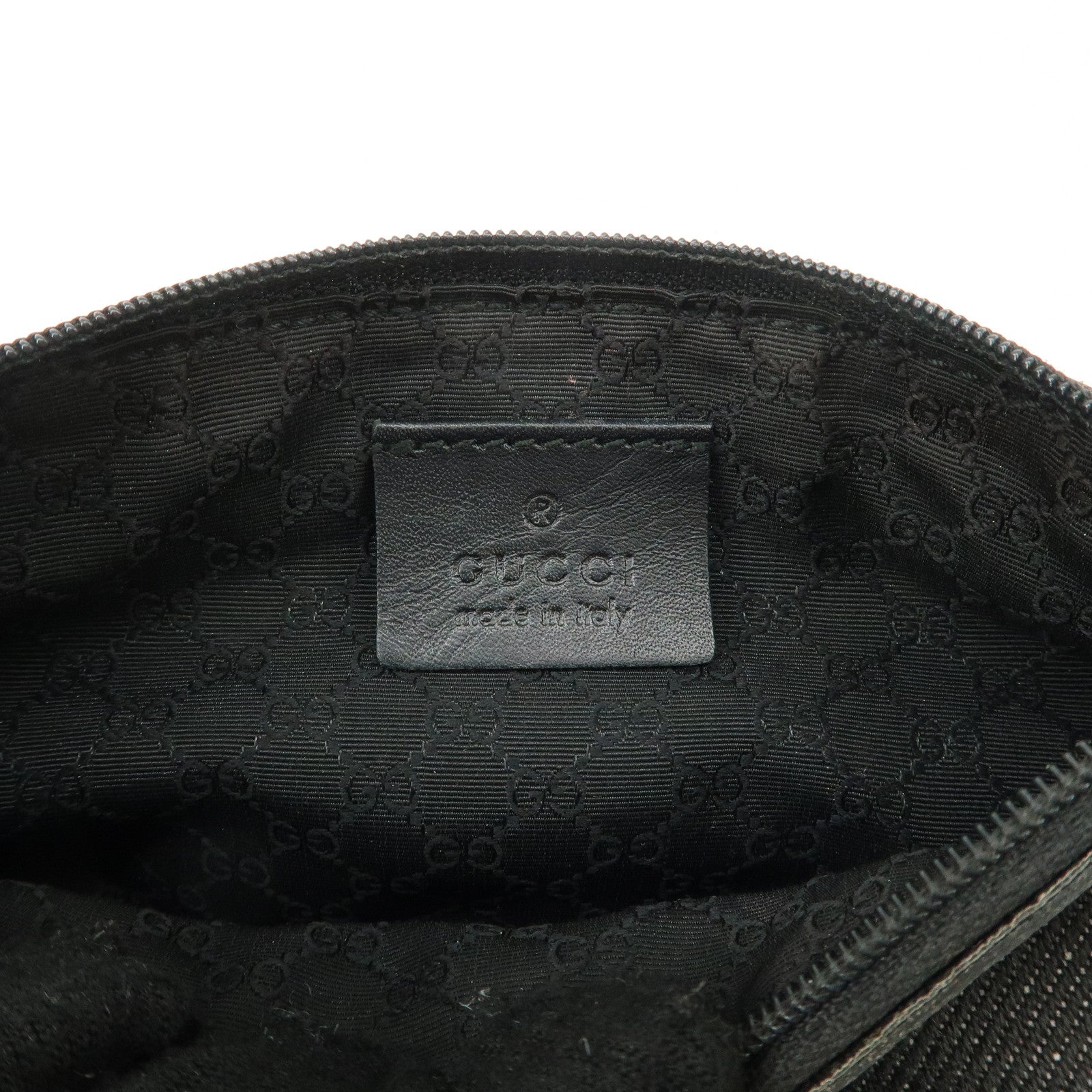 GUCCI Sherry Canvas Leather Accessory Pouch Black 92820 Used