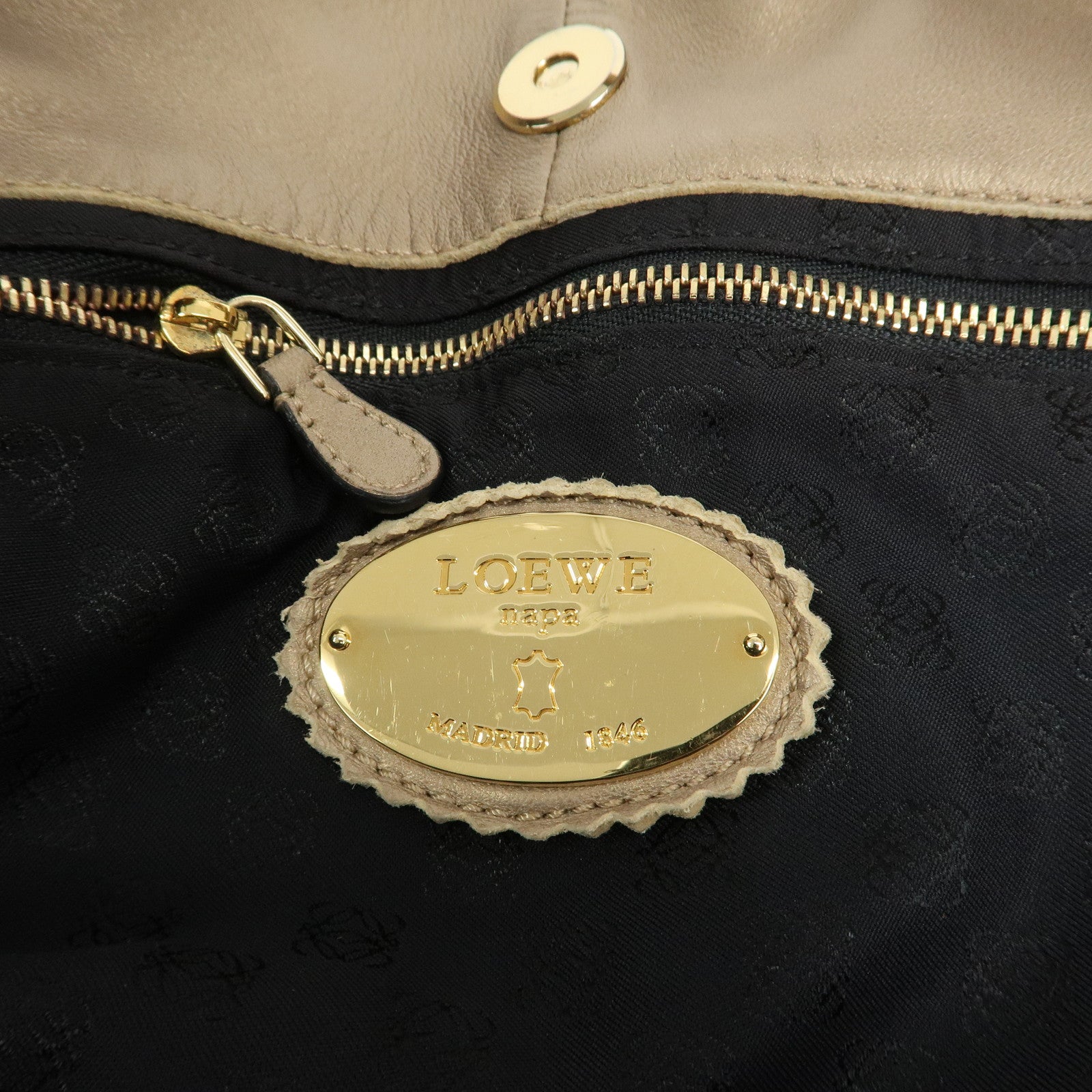 LOEWE Anagram Leather Nappa Aire Hand Bag Gold