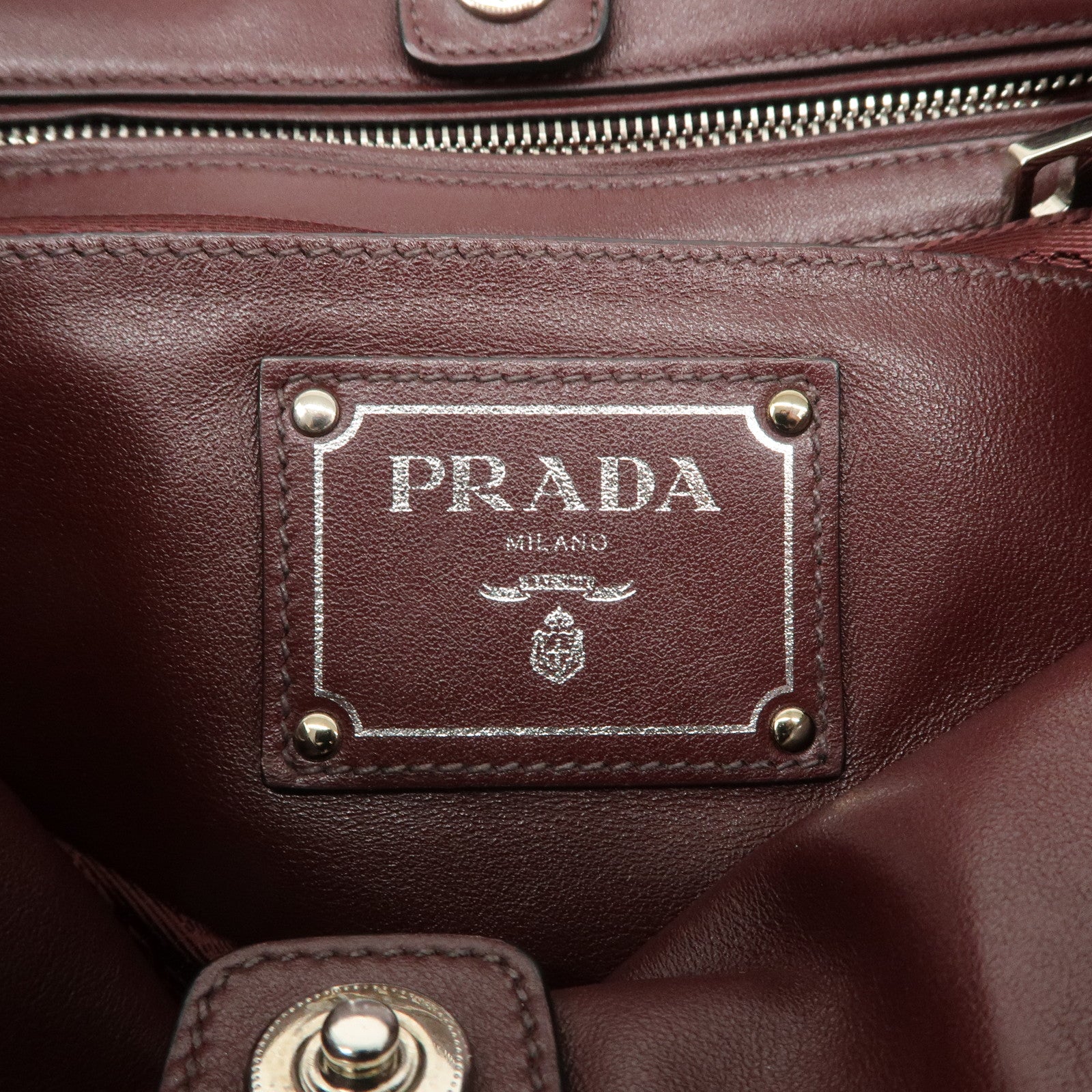 PRADA Leather 2Way Bag Hand Bag Shoulder Bag Bordeaux BN2866