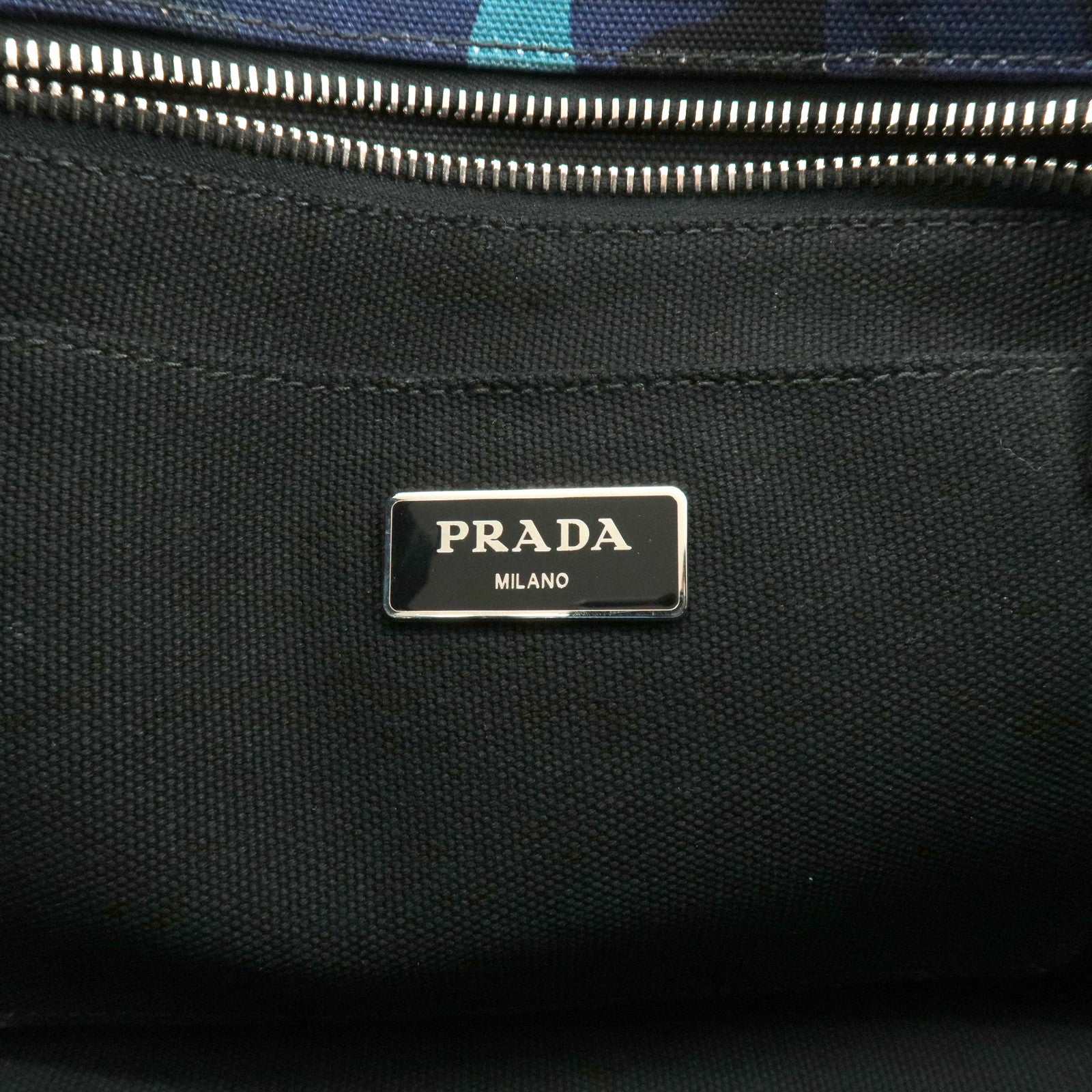 PRADA Logo Canapa Canvas 2 Way Tote Bag Camouflage Blue B2642B