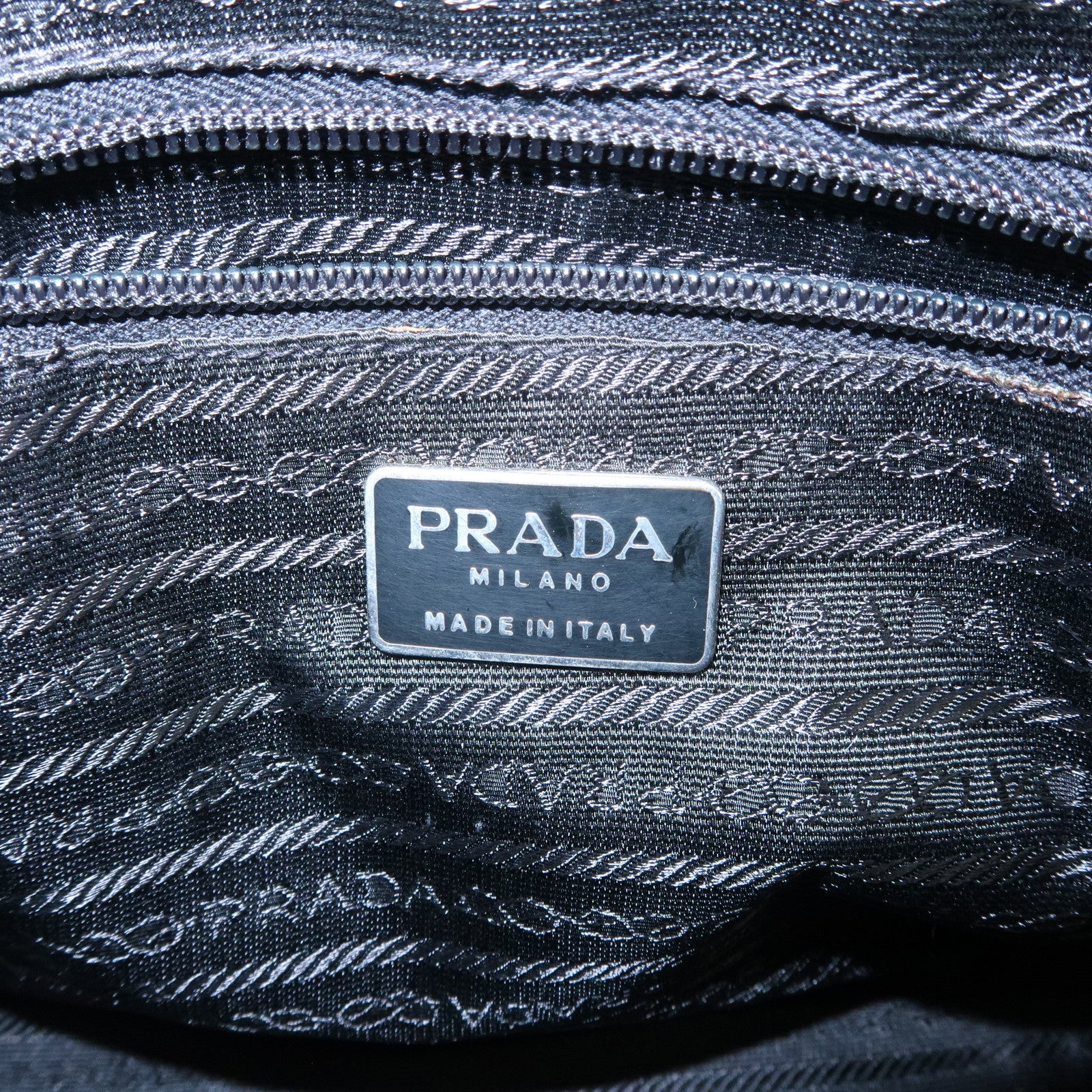 PRADA Patent Leather Tote Bag Hand Bag Black Silver HDW Used