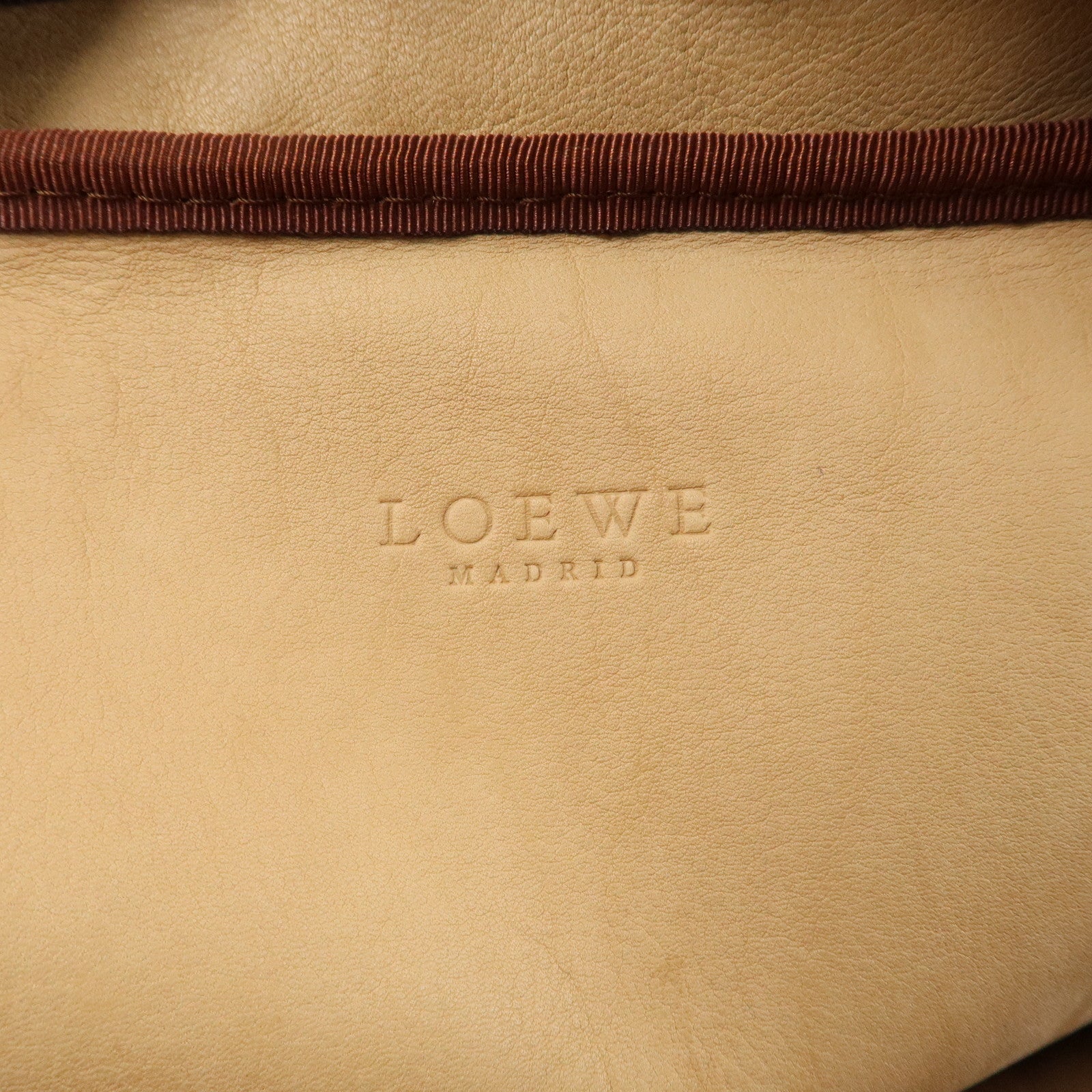 LOEWE Anagram Suede Leather Shoulder Bag Beige Dark Brown