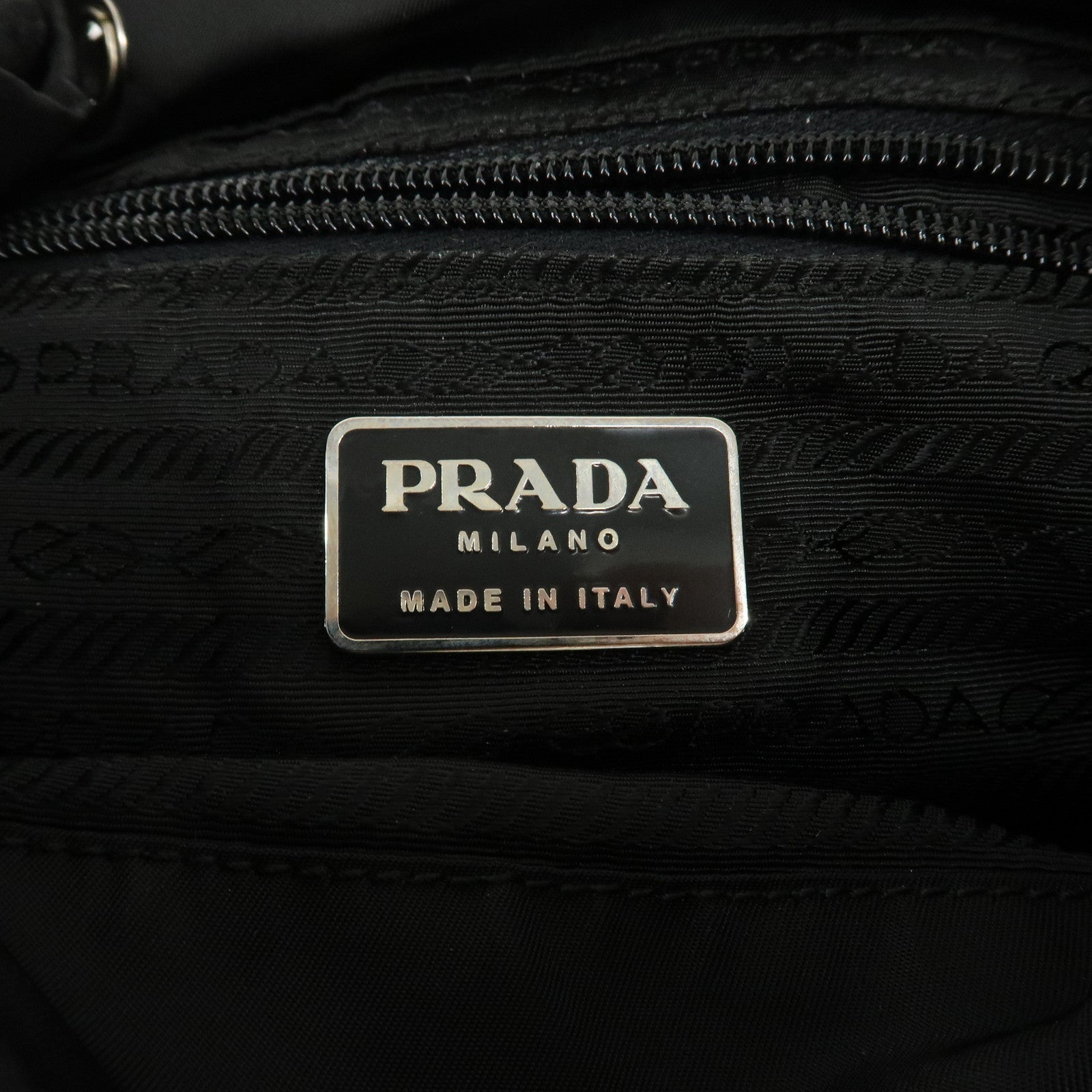 PRADA Triangle Logo Nylon Leather Back Pack Black B5885 Used