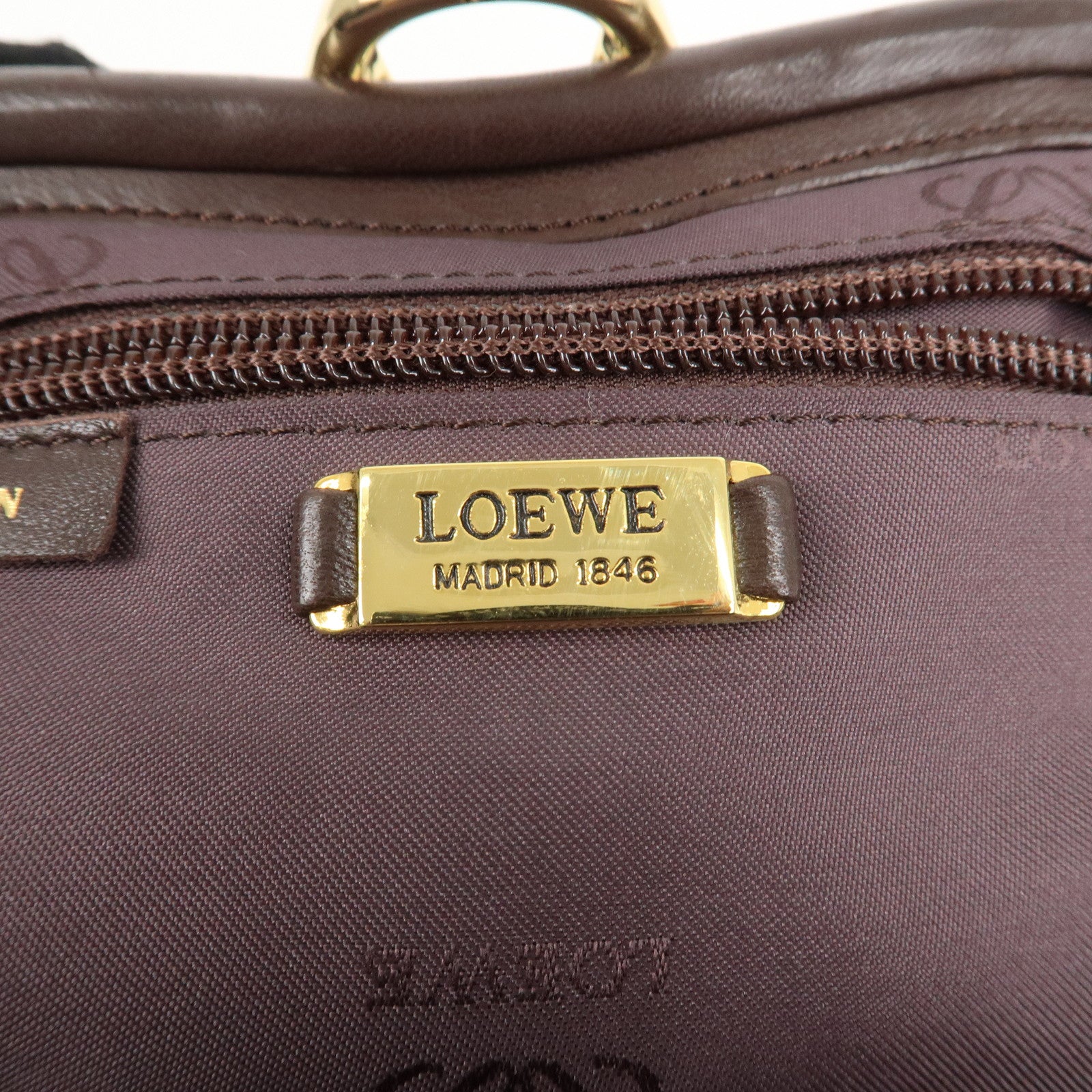 LOEWE Anagram Leather Clasp Shoulder Bag Hand Bag Brown