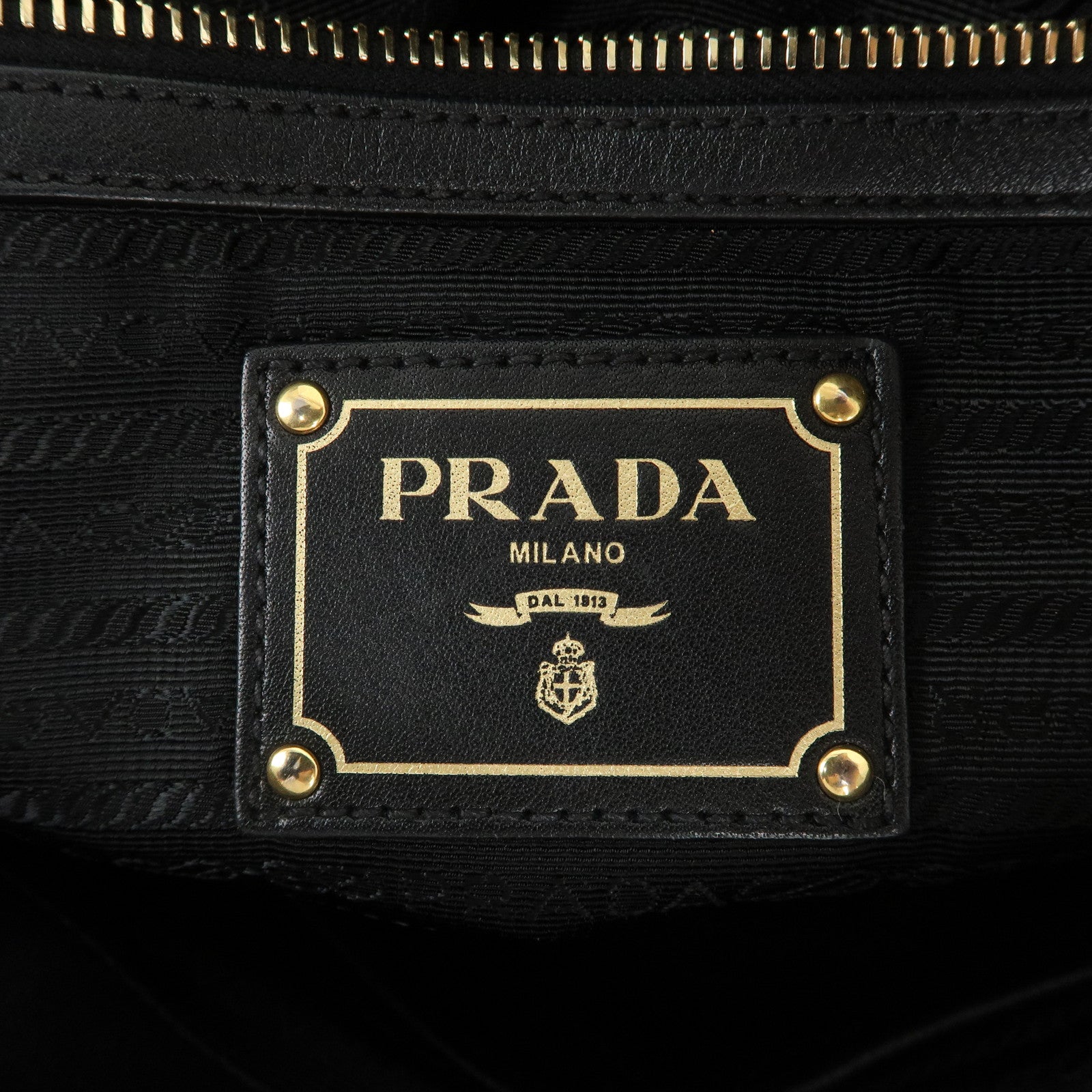 PRADA Logo Nylon Leather 2Way Tote Shoulder Bag Black BN1903