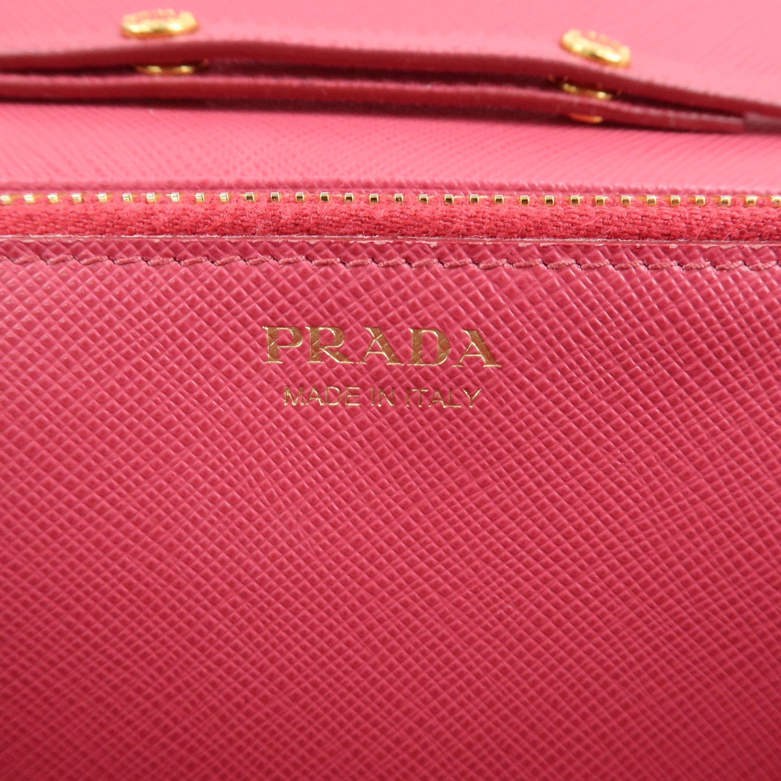 PRADA Saffiano Metal Chain Wallet Shoulder Bag Pink 1DH002