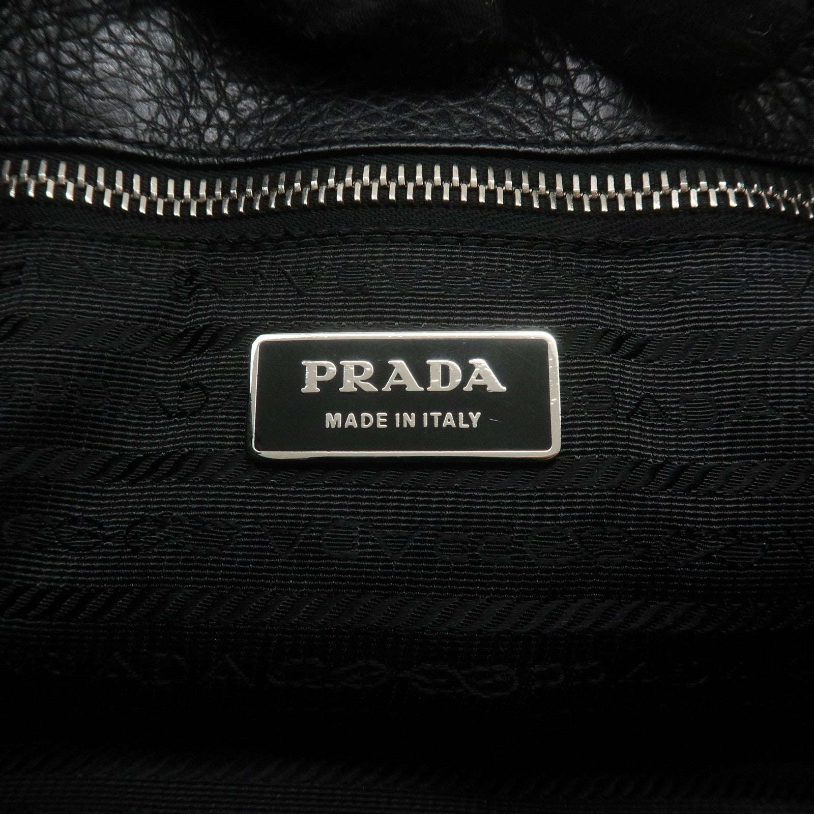 PRADA Leather Shoulder Bag Black Silver Hardware