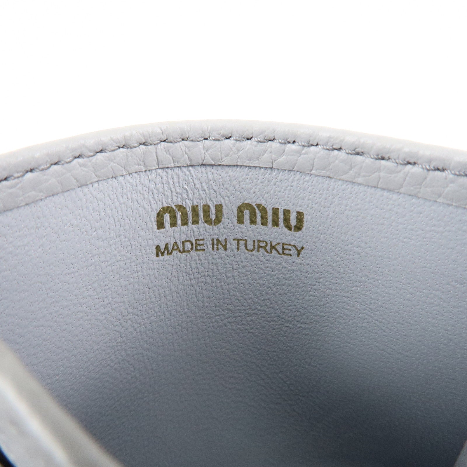 MIU MIU leather Card Case Coin Case Light Gray 5MC081