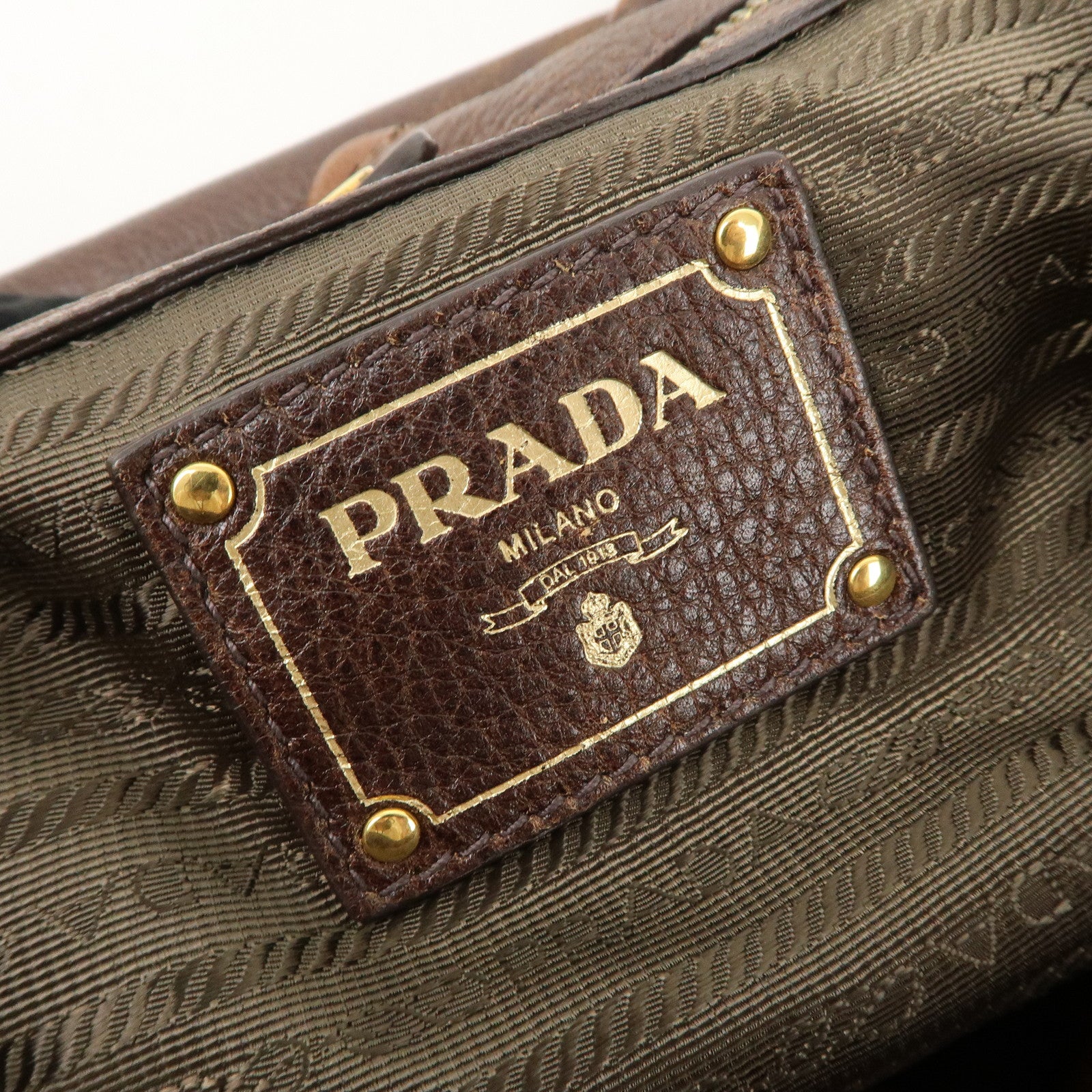 PRADA Leather Shoulder Bag Hand Bag Brown BR4218 Used