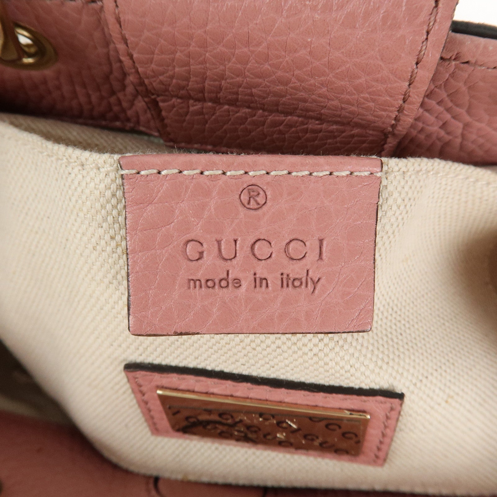 GUCCI Bamboo Leather Mini 2Way Shoulder Bag Pink Orange 368823 Used