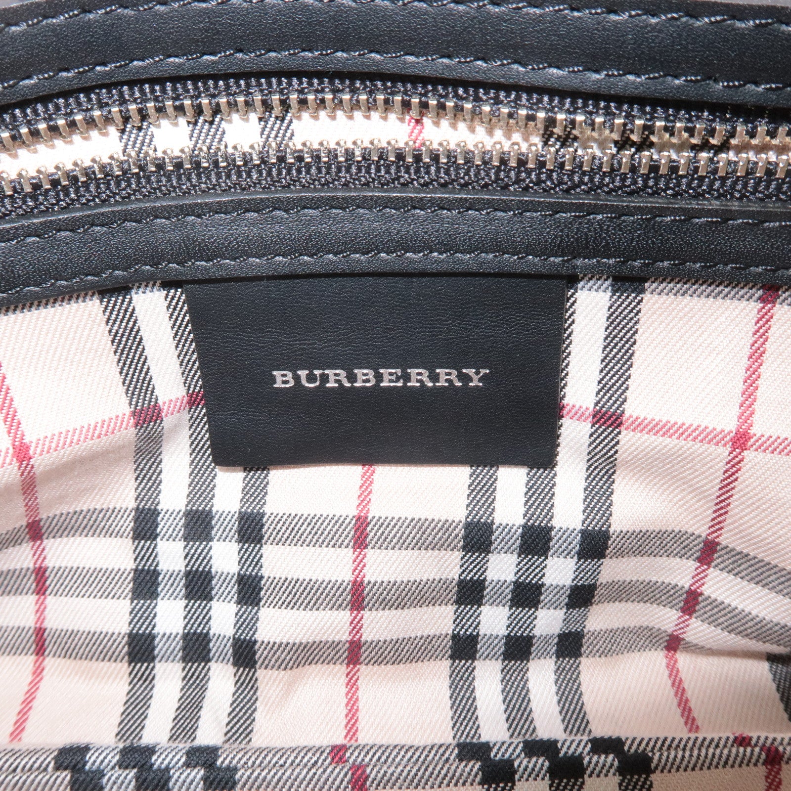 BURBERRY Leather Shoulder Bag Hand Bag Black Silver Hardware