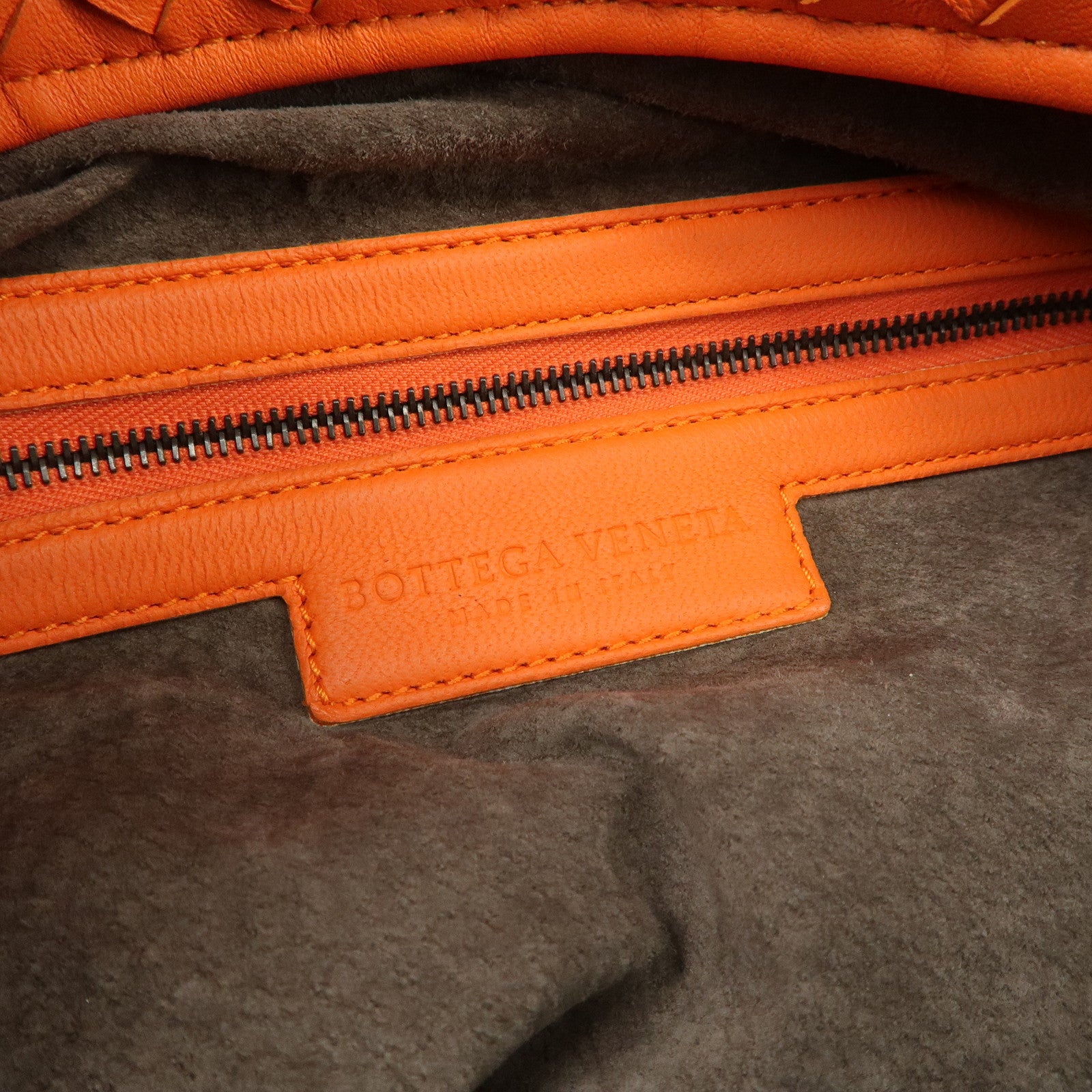 BOTTEGA VENETA Intrecciato Leather Boston Bag Hand Bag Orange