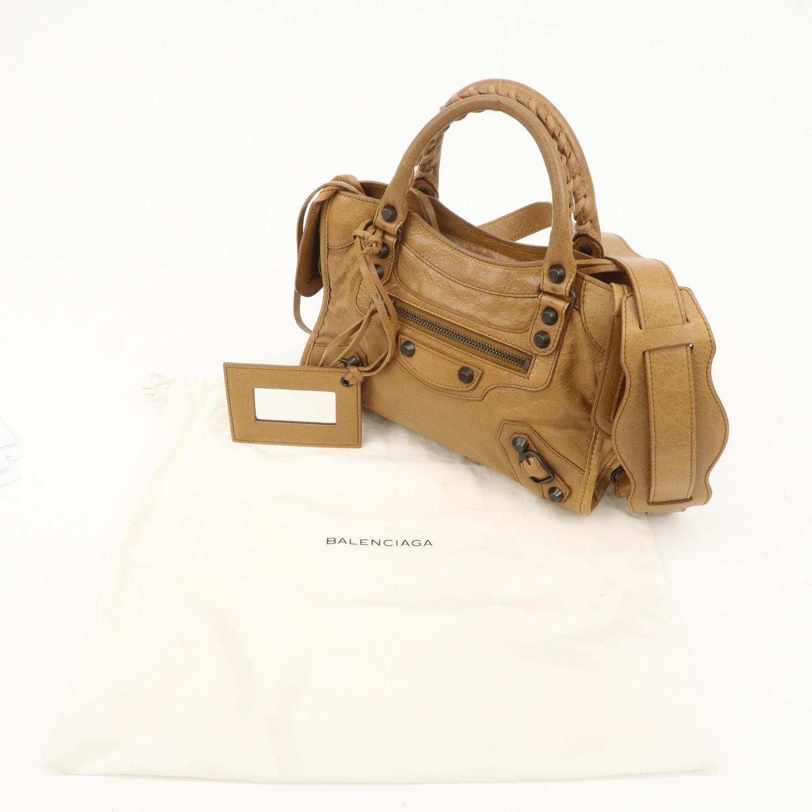 BALENCIAGA Mini City Leather Classic 2Way Bag Brown 300295